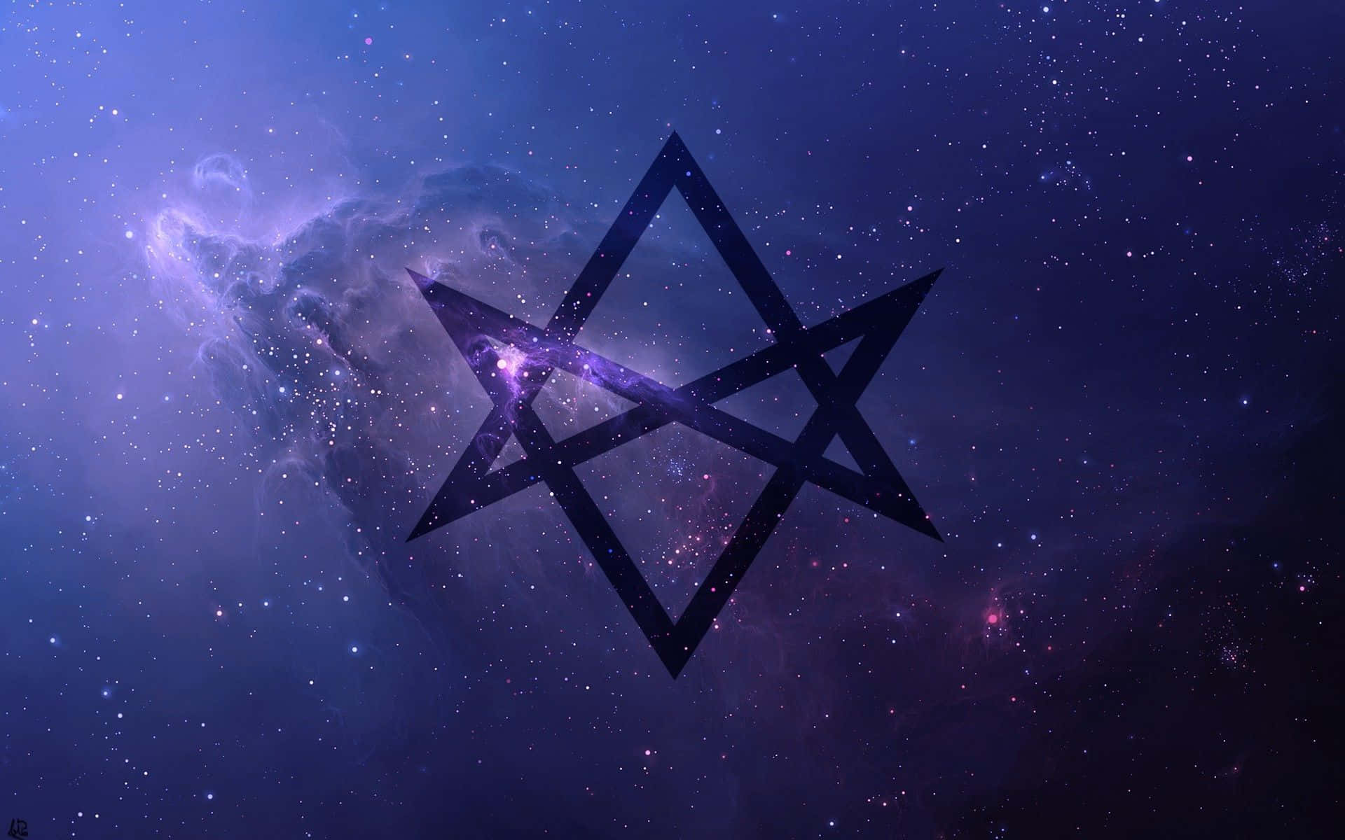 Thelema, pentagram, vibrant purple and blue nebula, Full HD Desktop Wallpaper