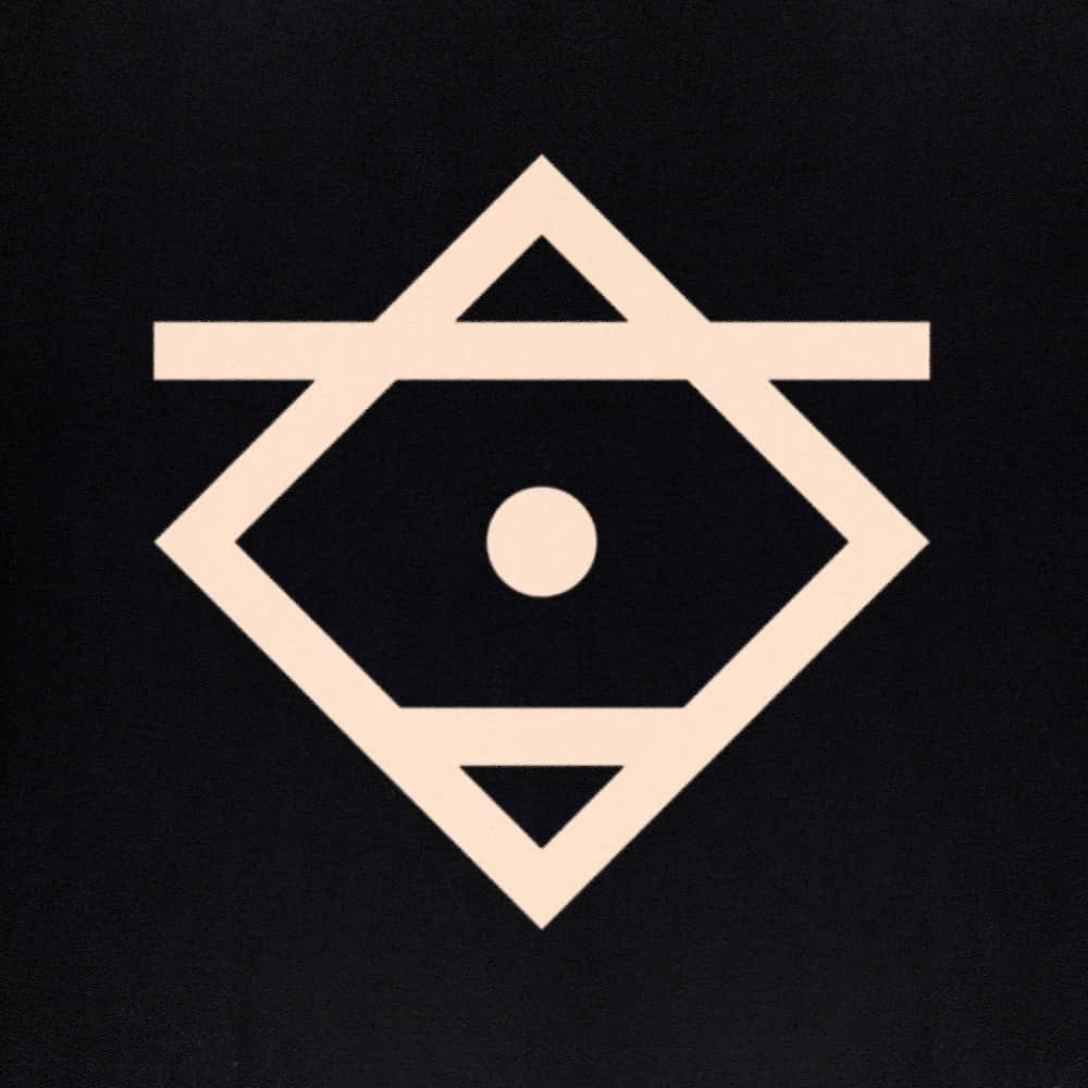 Thelema, beige geometric eye symbol, textured black background, SD Desktop Wallpaper