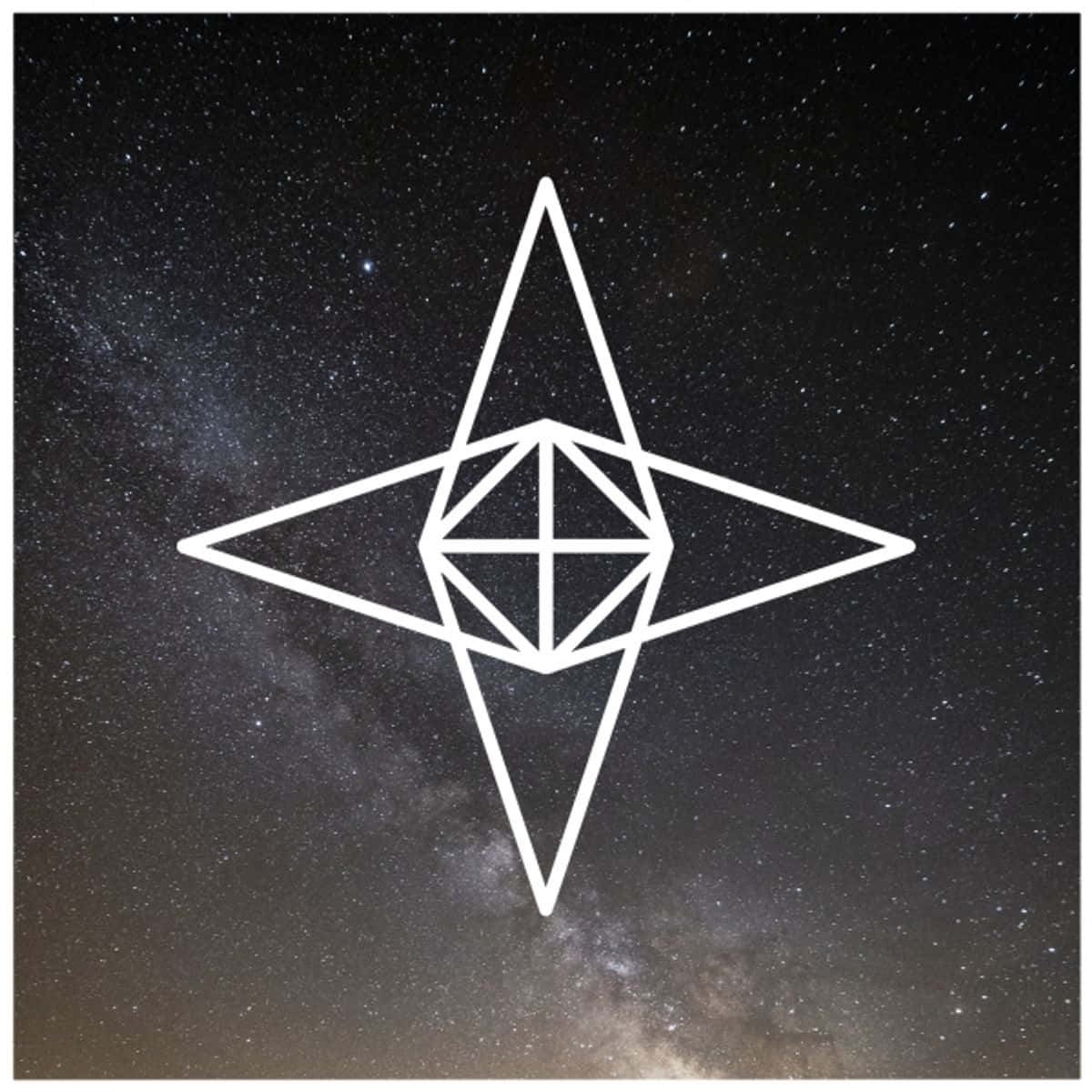 Thelema, glowing white geometric star symbol, dense starfield, SD Desktop Wallpaper