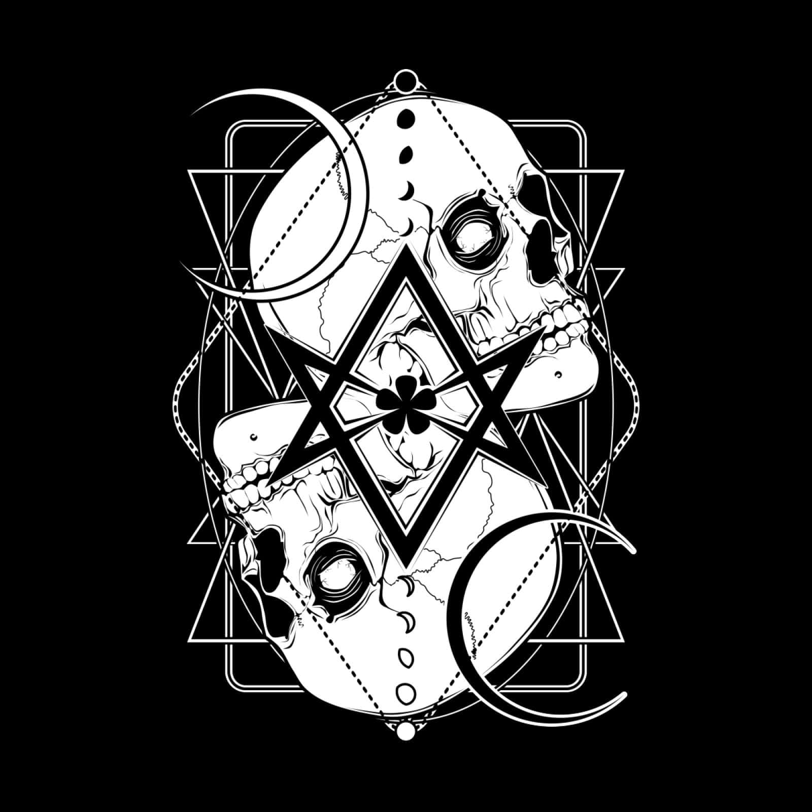 Thelema, magical symbol, skulls, HD Desktop Wallpaper