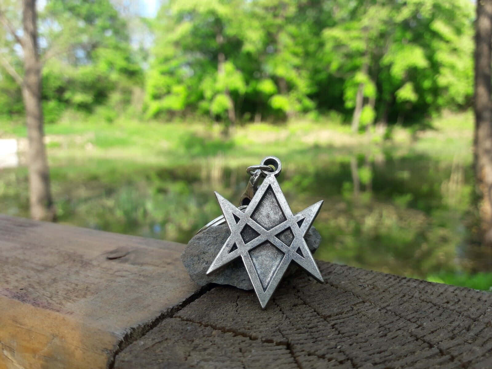 Thelema, silver pentagram, golden background, HD Desktop Wallpaper