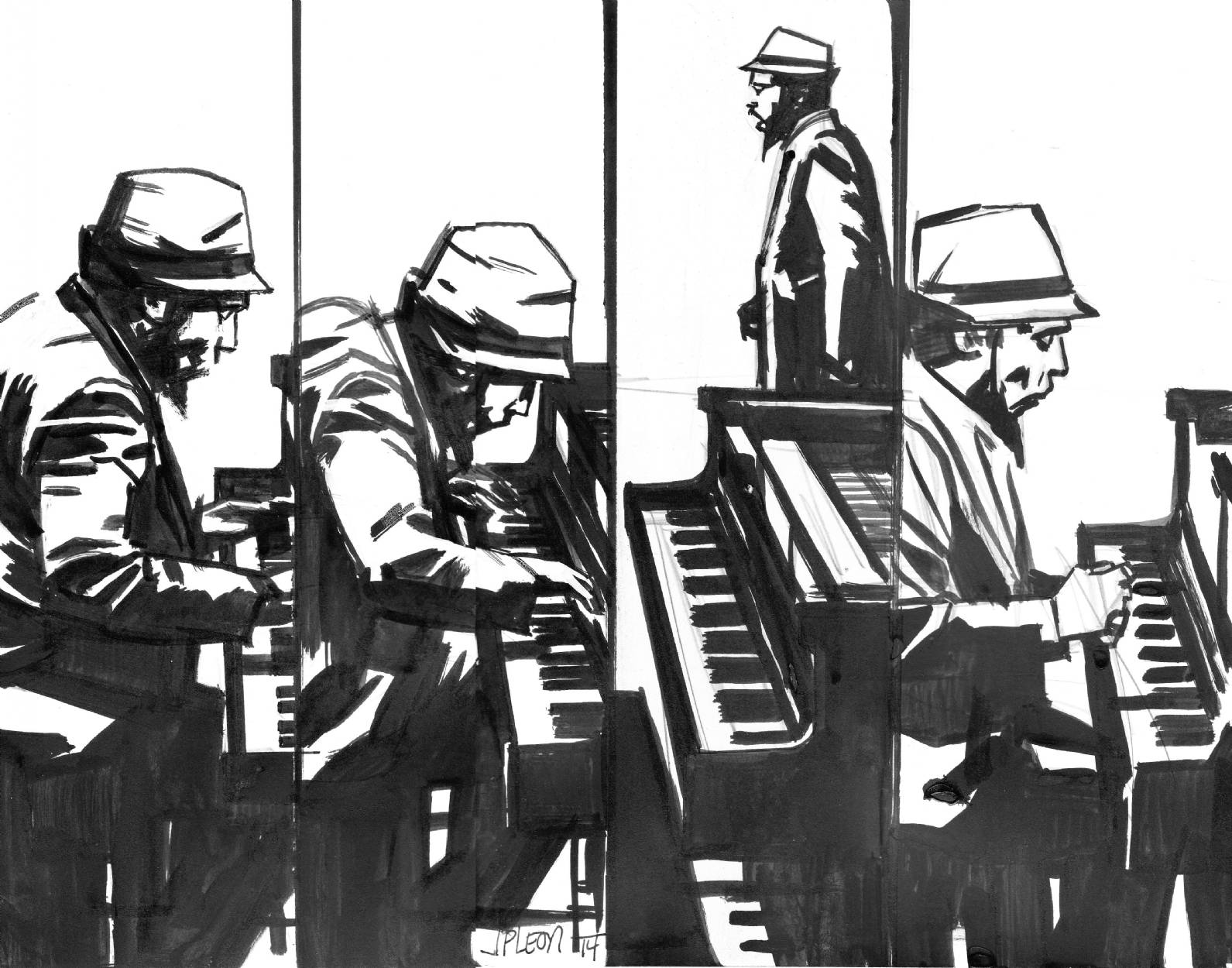 Thelonious Monk, fedora, piano, HD Desktop Wallpaper
