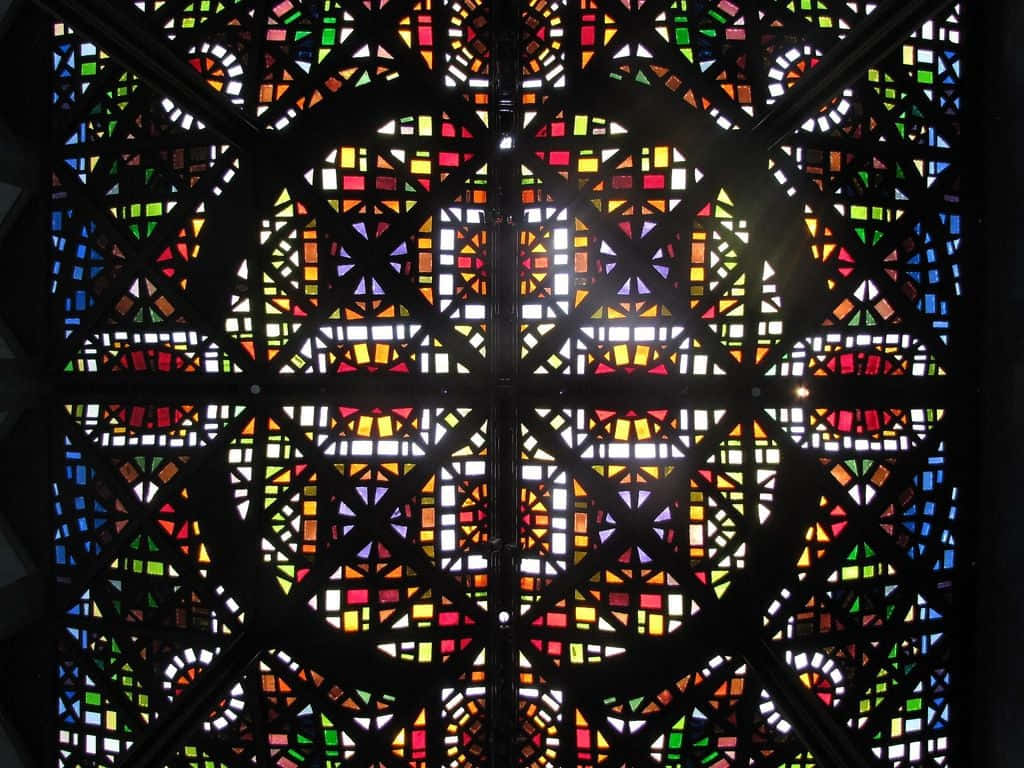 stained glass window, geometric patterns, colorful light, SD Desktop Wallpaper