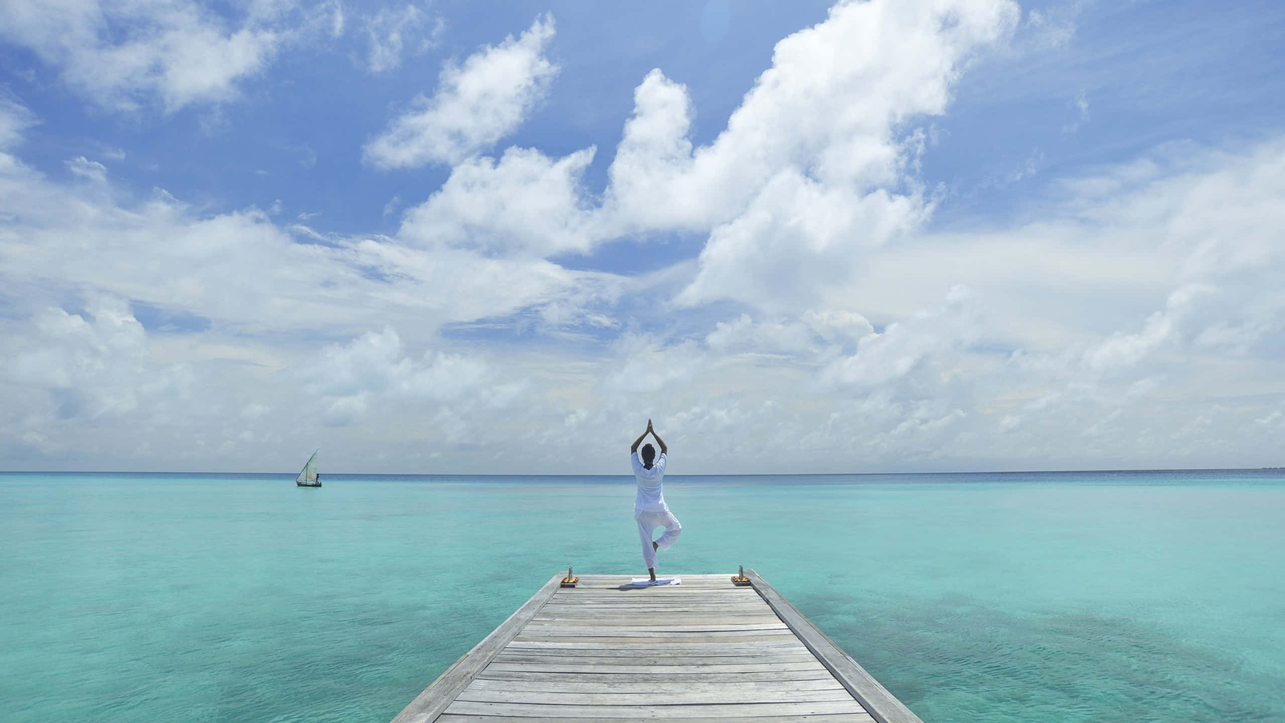 Therapeutic Desktop, white, wooden pier, 2K Desktop Wallpaper