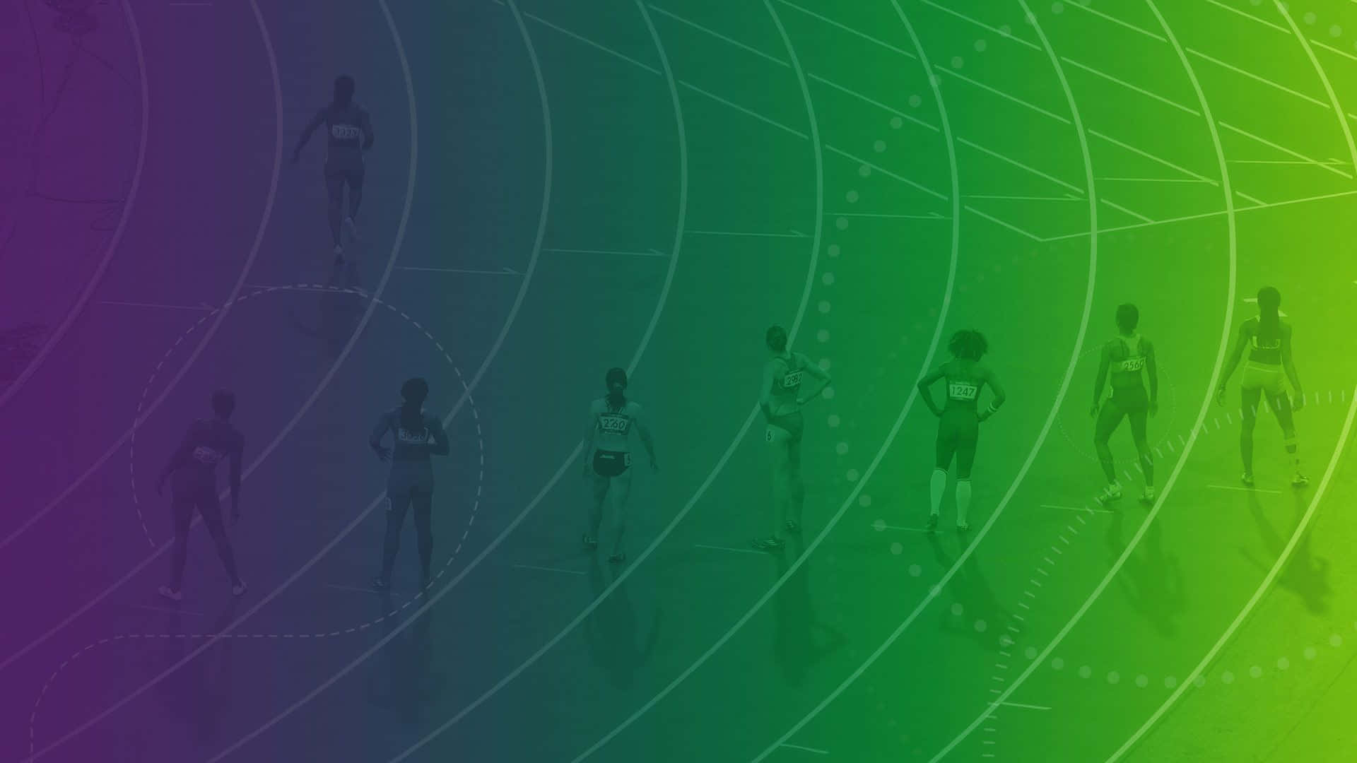 Therapeutic Desktop, vibrant purple to green gradient, glowing lane lines, Full HD Desktop Wallpaper