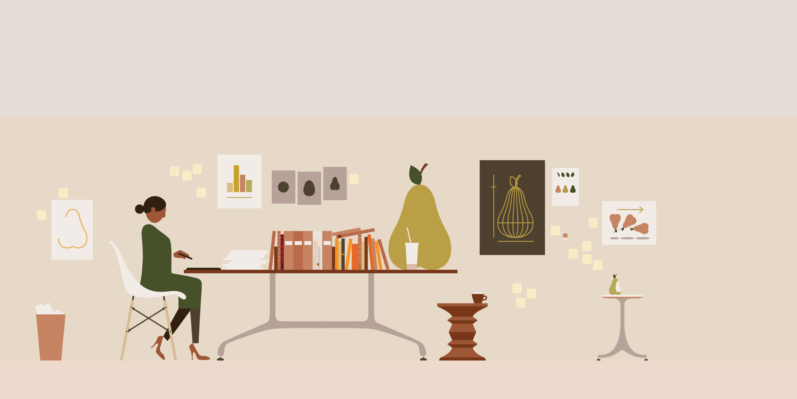 Therapeutic Desktop, green suit, modern desk, 2K Desktop Wallpaper