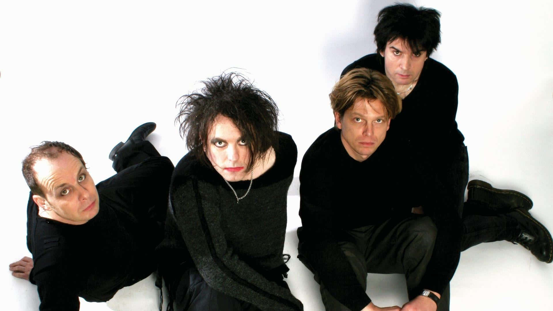 the cure, black attire, stark white background, Full HD Desktop Wallpaper