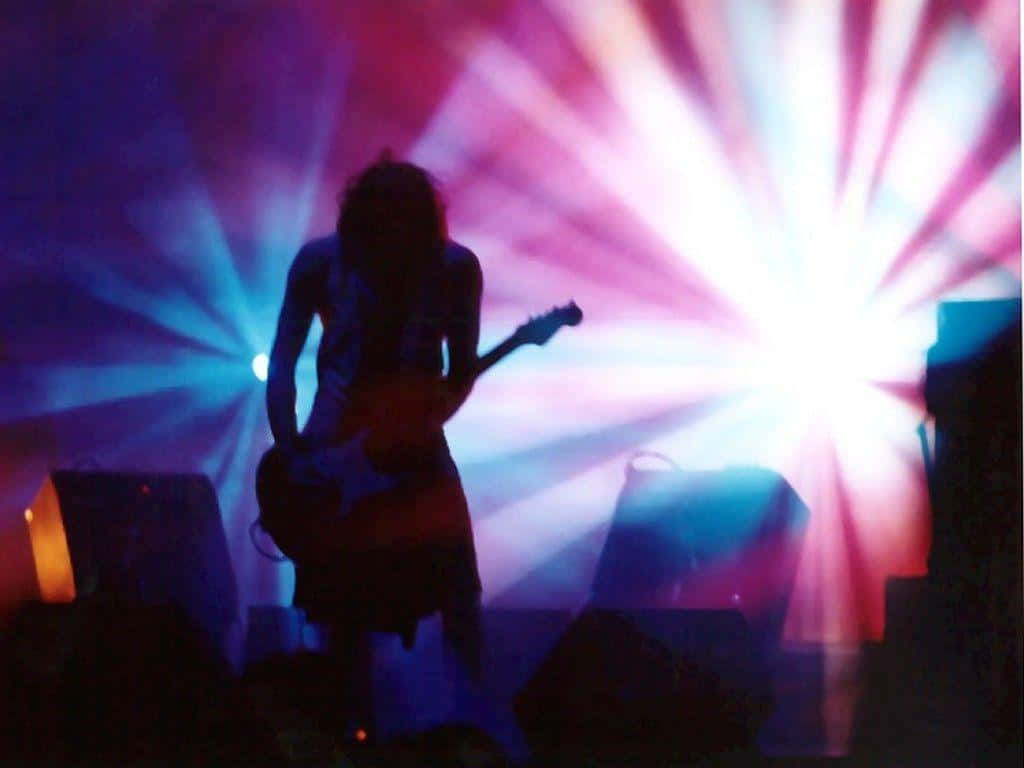 the cure, guitarist, purple and blue stage lights, SD Desktop Wallpaper