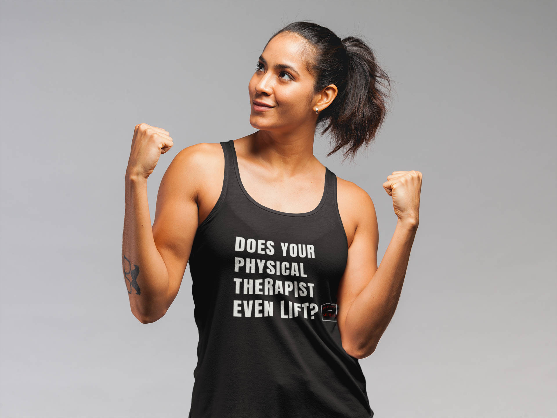 Physical Therapy Tank Top, black tank top, gray background, Full HD Desktop Wallpaper