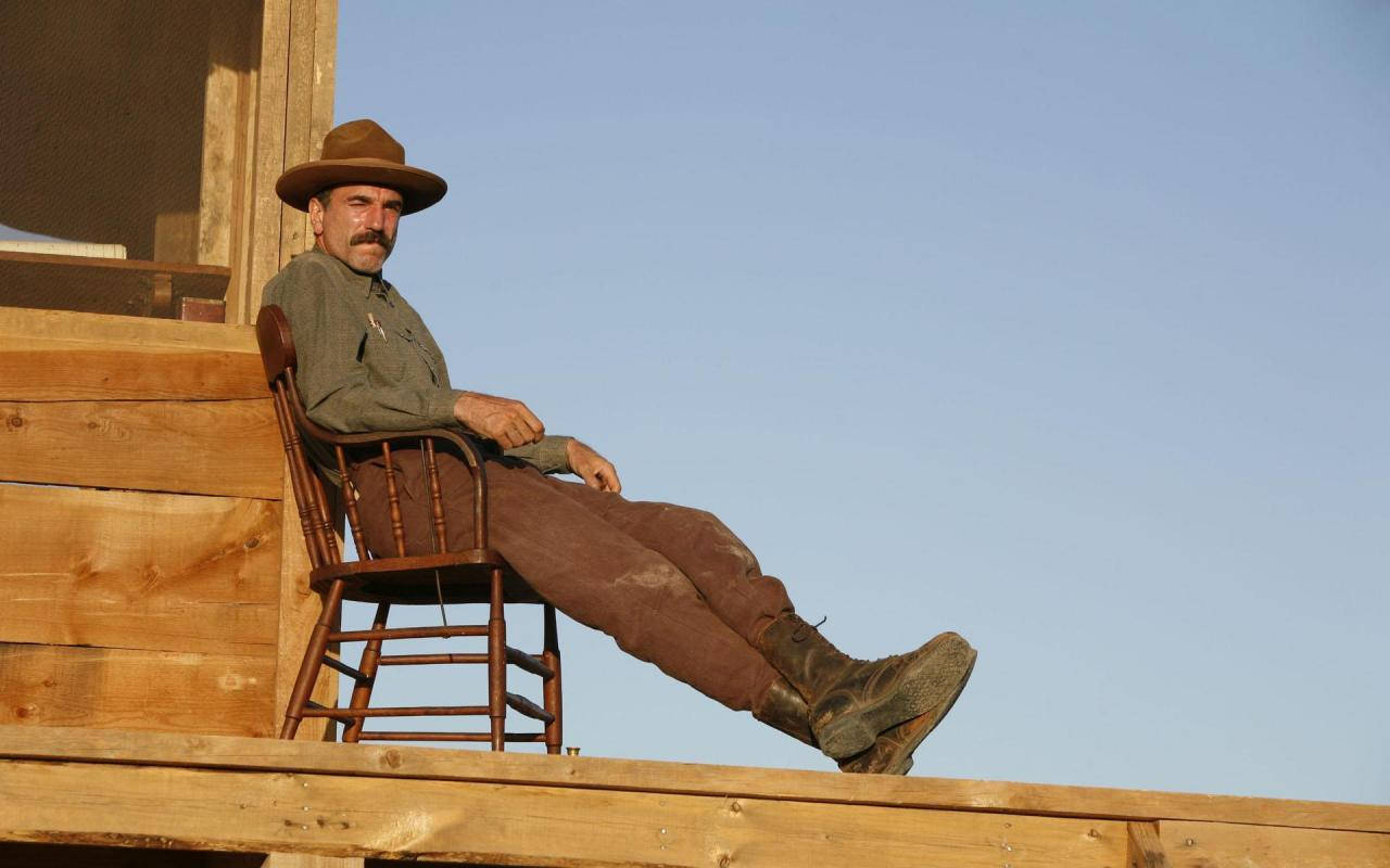 There will be blood, cowboy hat, wooden chair, HD Desktop Wallpaper