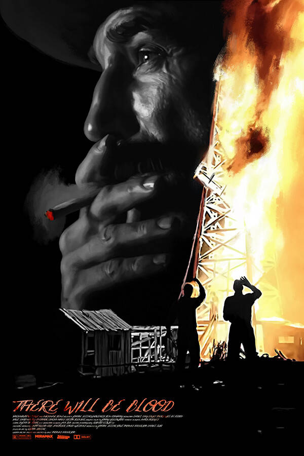 There Will Be Blood, smoking fire poster, cigarette, SD Phone Wallpaper