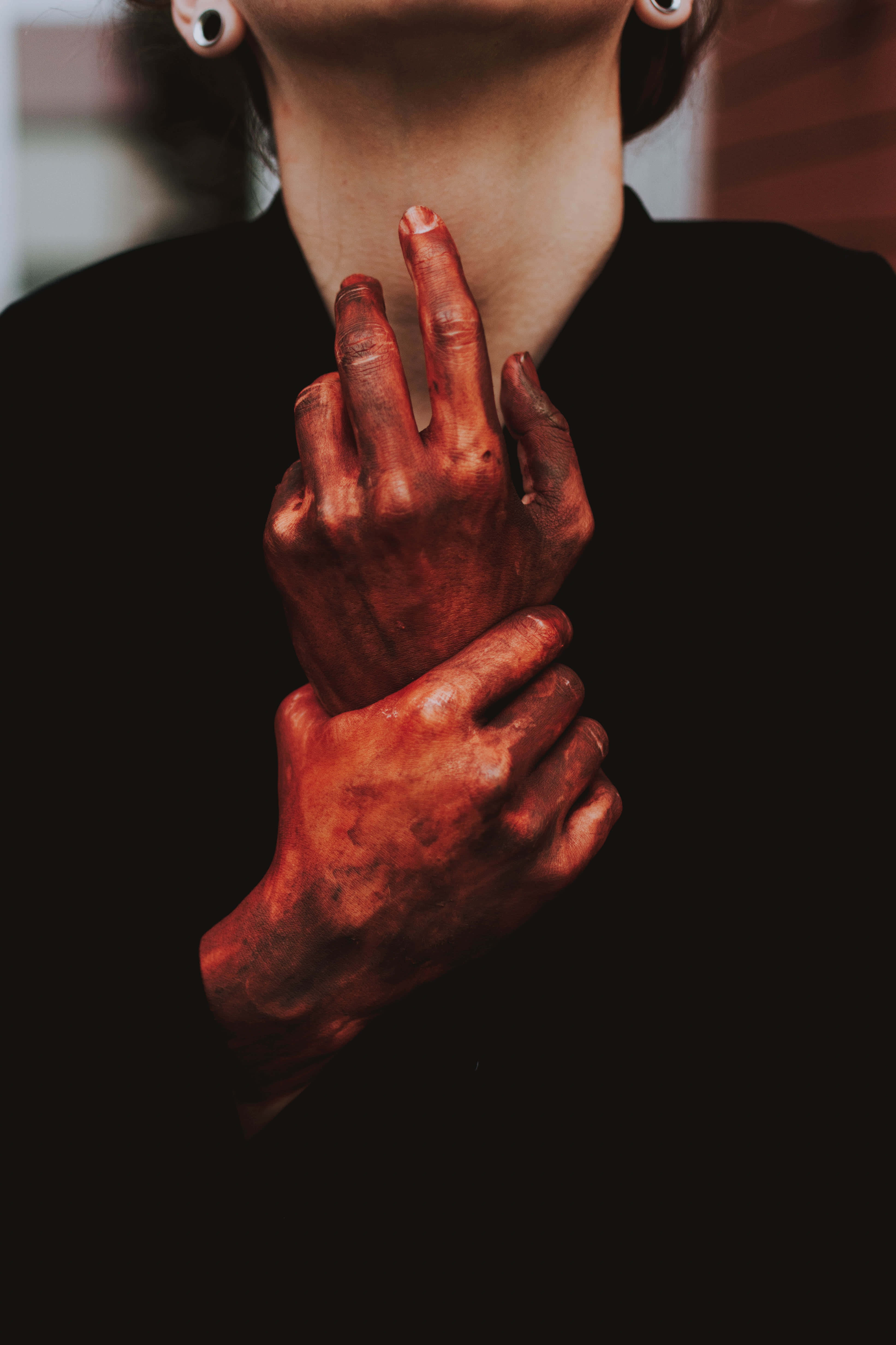 blood, hands, throat, 5K Phone Wallpaper