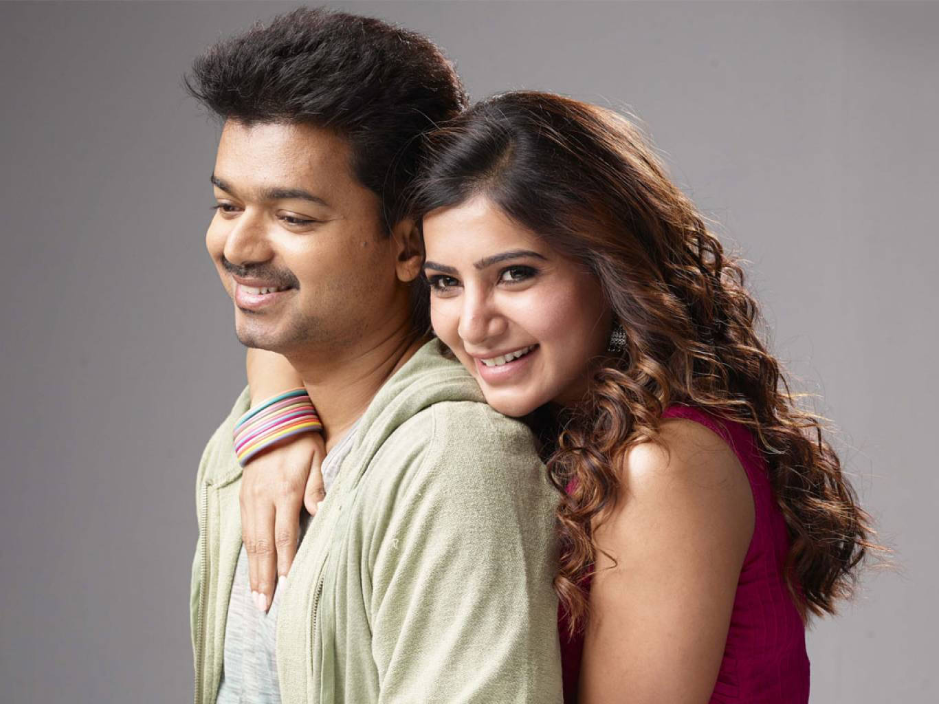 Theri Movie, back hug, couple, HD Desktop Wallpaper