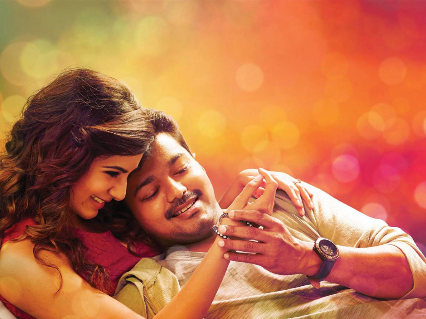 Theri Movie, orange, vibrant, HD Desktop Wallpaper