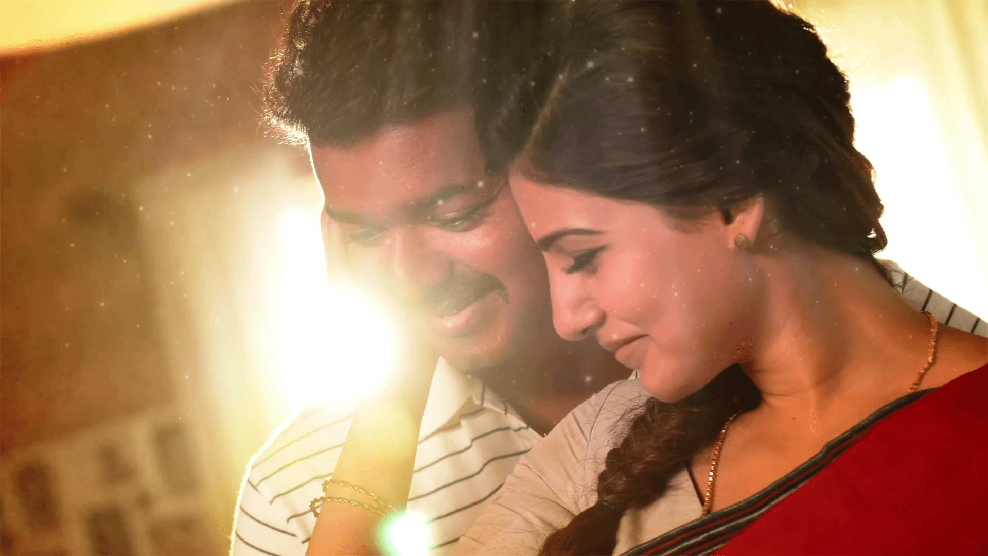 Theri Movie, backlighting, golden light, Full HD Desktop Wallpaper