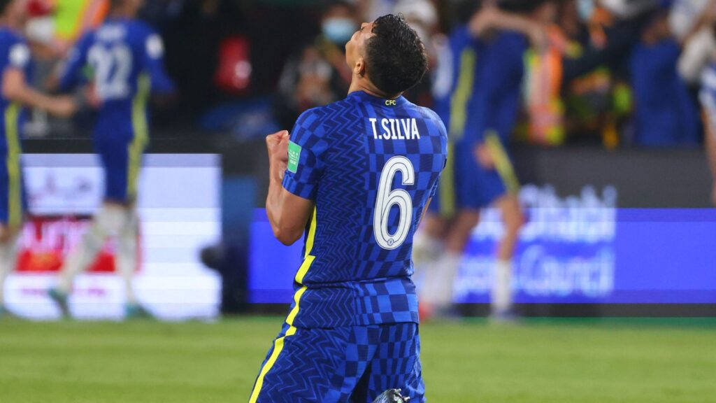 Thiago Silva, blue checkered jersey, number 6, SD Desktop Wallpaper