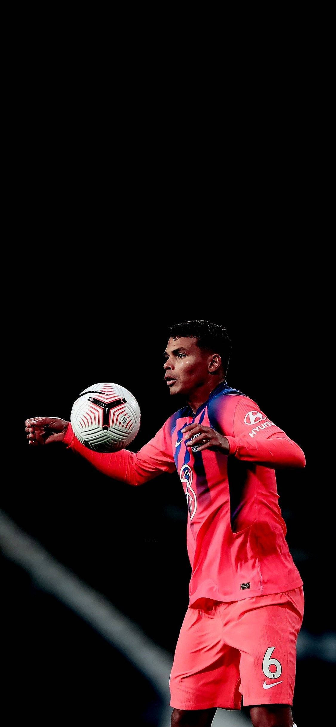 Thiago Silva, vibrant pink uniform, white ball, Full HD Phone Wallpaper