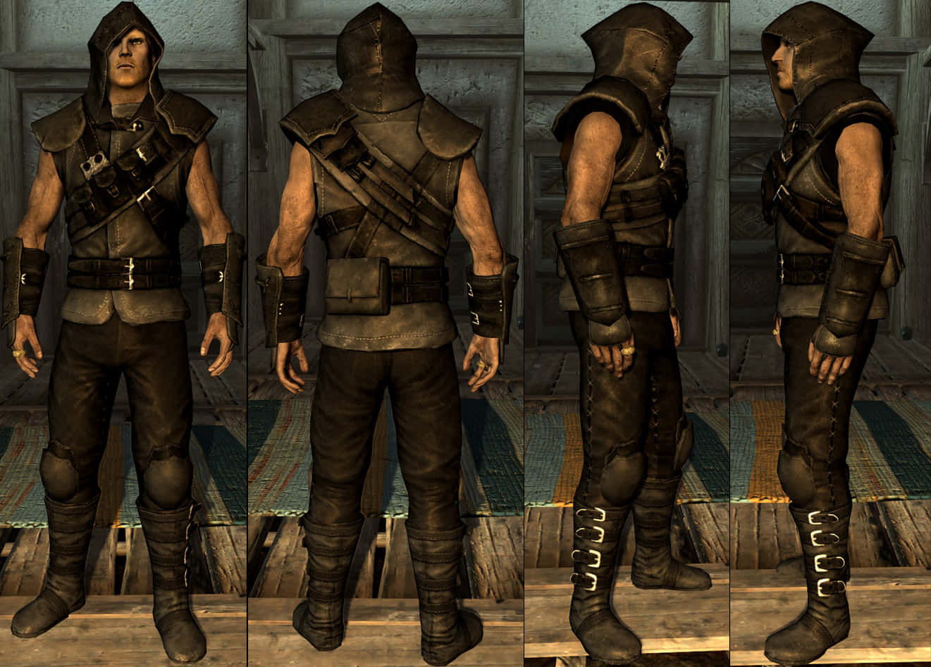 Thieves Guild, hooded warrior, dark leather armor, HD Desktop Wallpaper
