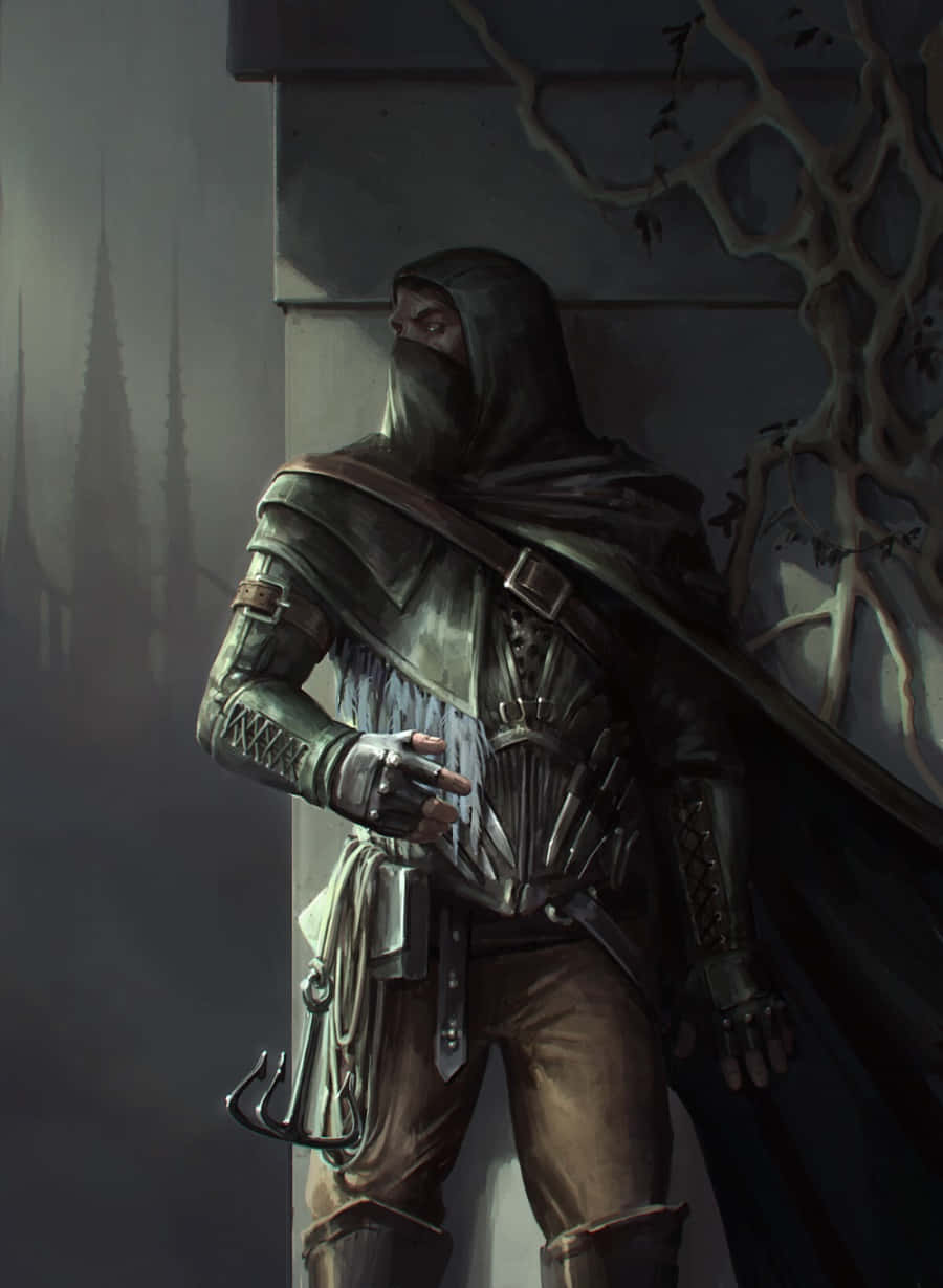 Thieves Guild, hooded assassin, dark armor, SD Phone Wallpaper