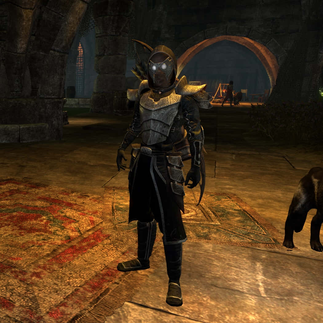 Thieves Guild, dark armored character, glowing eyes, SD Desktop Wallpaper
