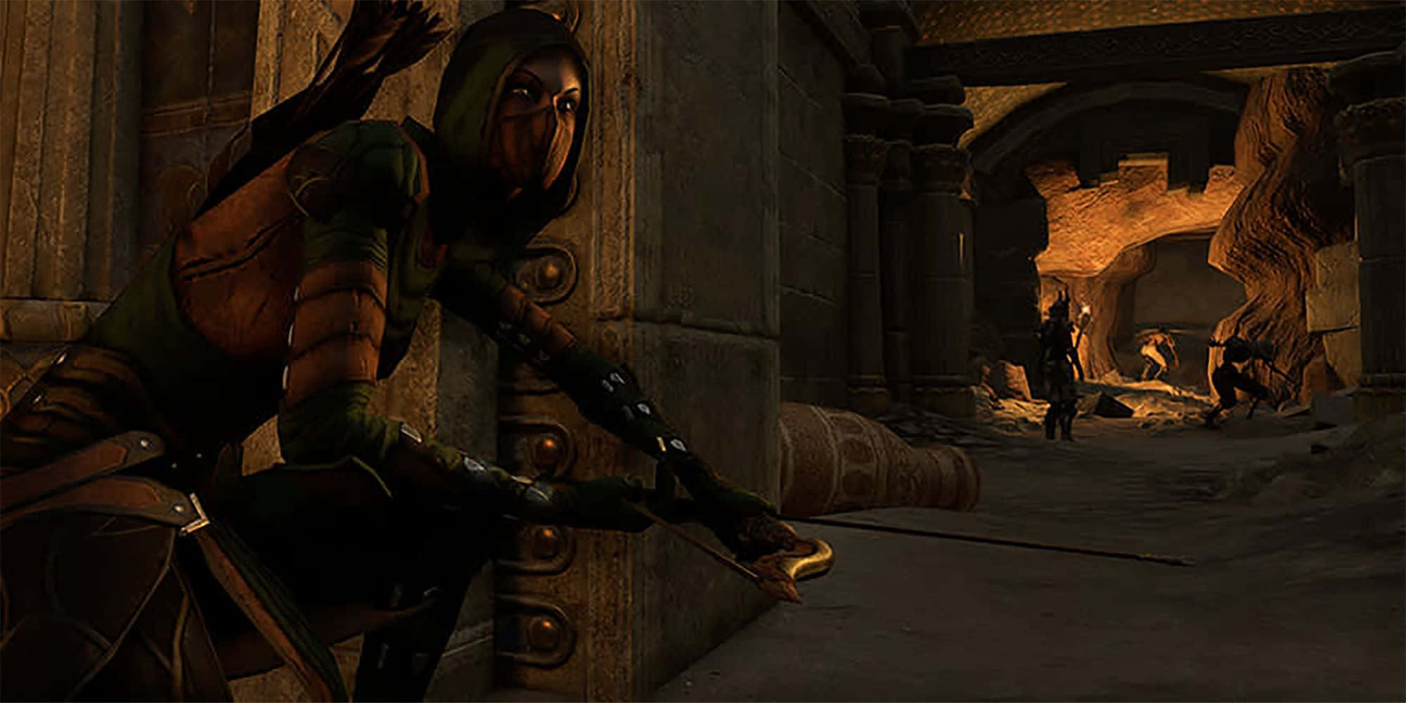 Thieves Guild, hooded warrior, bow, Full HD Desktop Wallpaper