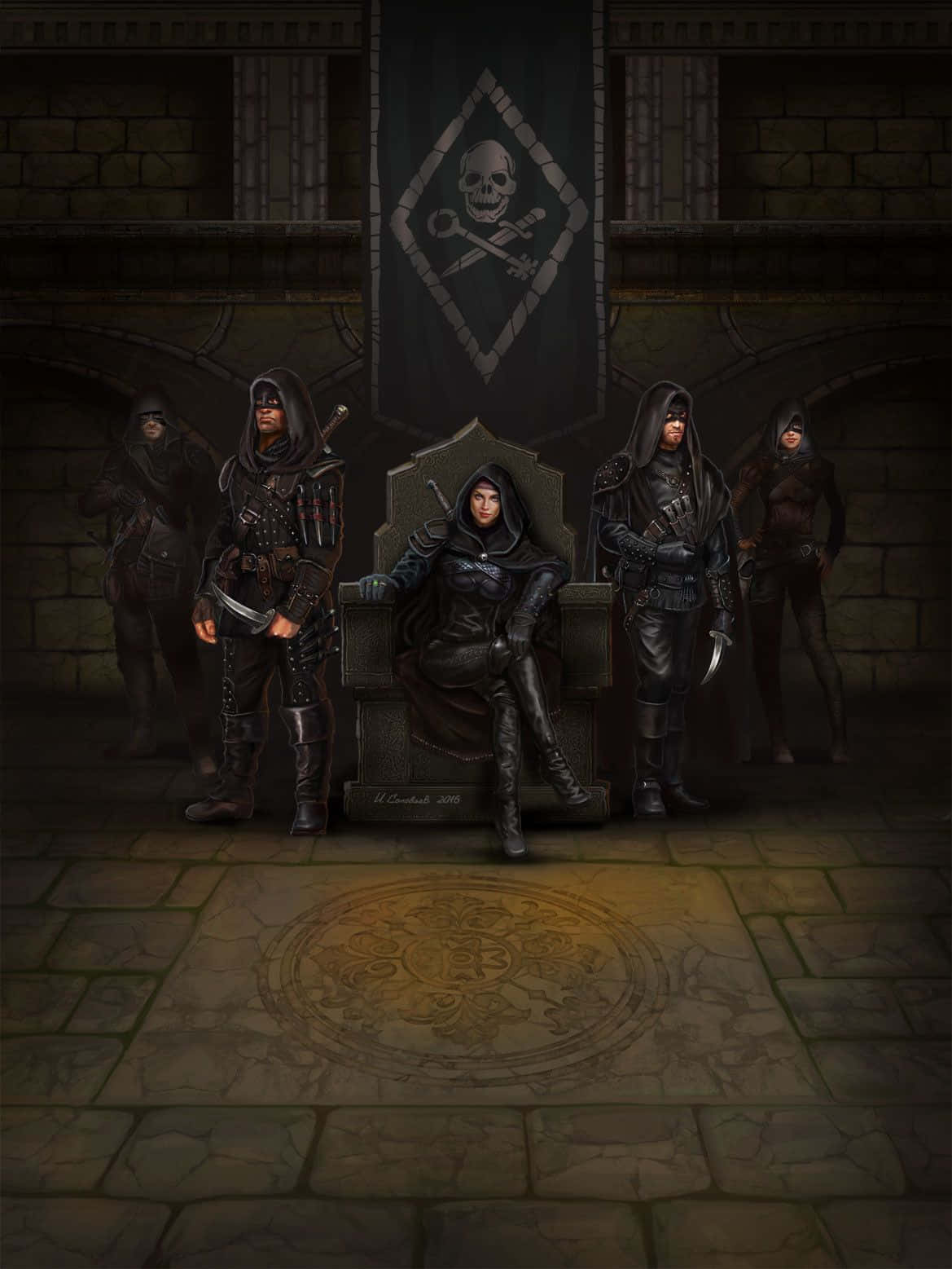 Thieves Guild, hooded figure, stone throne, HD Phone Wallpaper