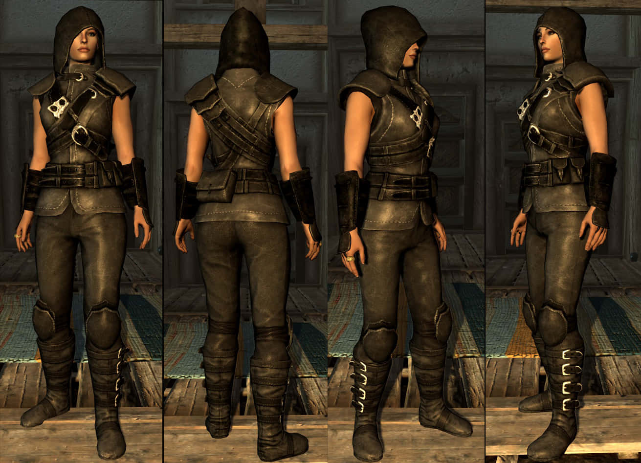 Thieves Guild, female assassin, dark leather armor, HD Desktop Wallpaper