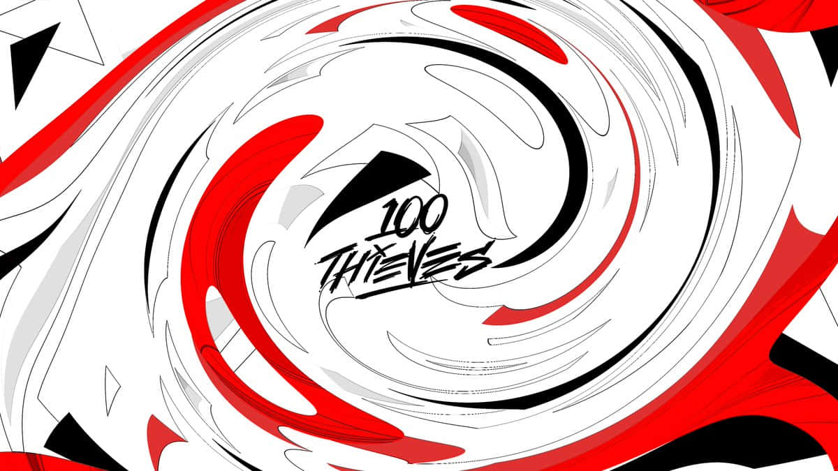 100 Thieves, red black and white swirls, vortex, SD Desktop Wallpaper