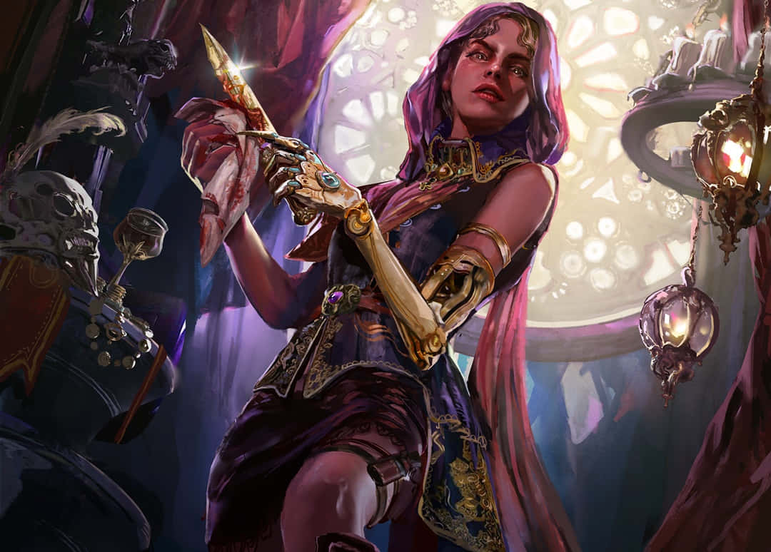 Thieves Guild, purple robes, golden armor, SD Desktop Wallpaper