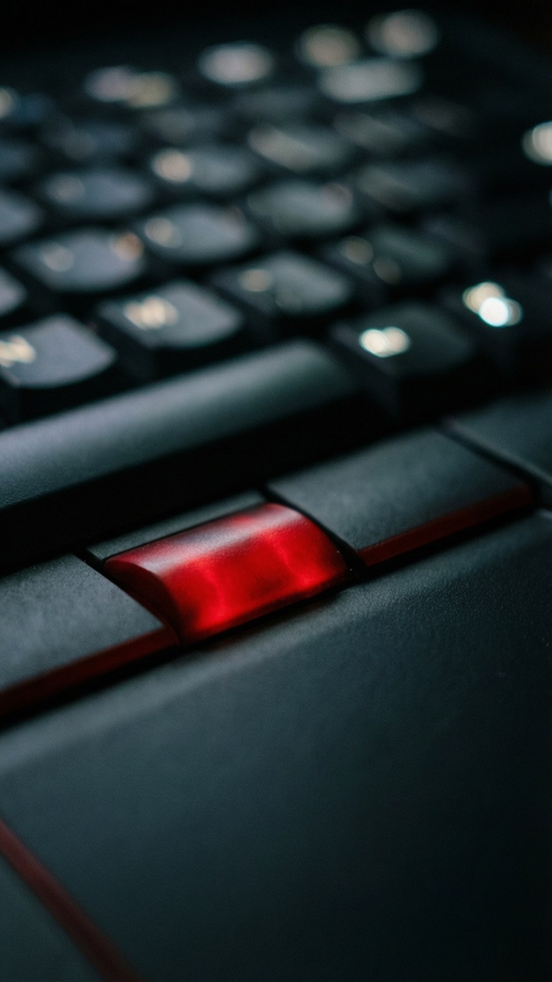 Glowing TrackPoint, red TrackPoint, dark background, Full HD Phone Wallpaper