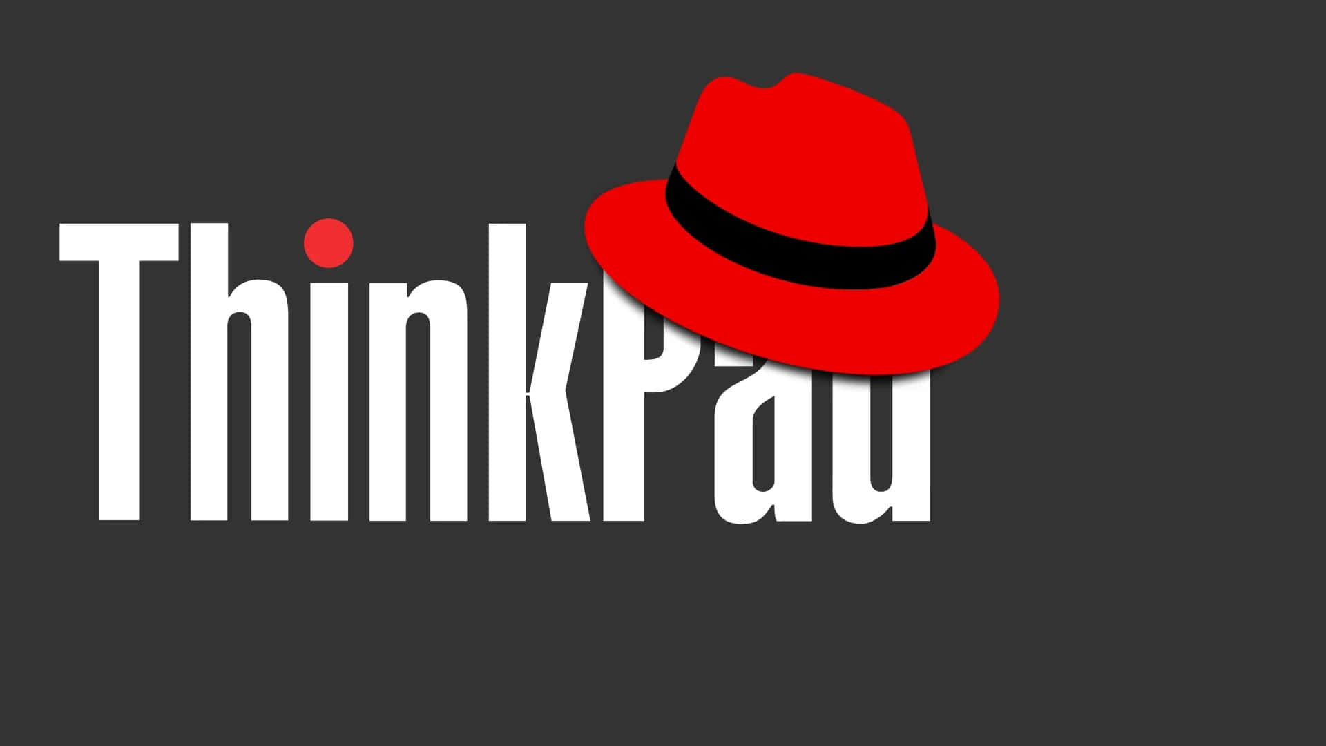 ThinkPad, red fedora hat, white text, Full HD Desktop Wallpaper
