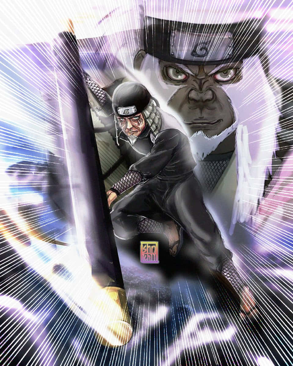 Third Hokage, black gear, glowing sword, SD Phone Wallpaper