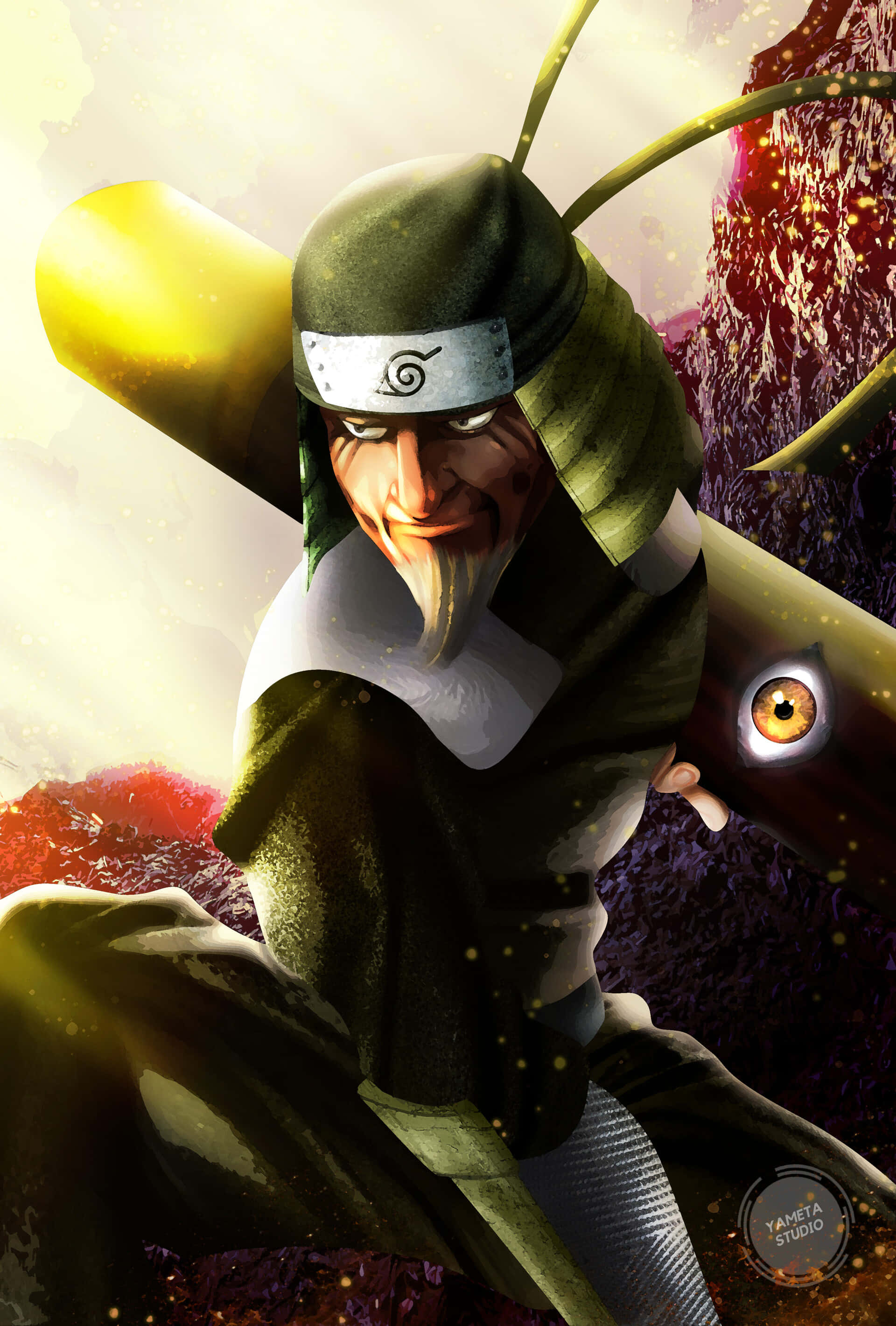 Third Hokage, green cloak, headband, 2K Phone Wallpaper