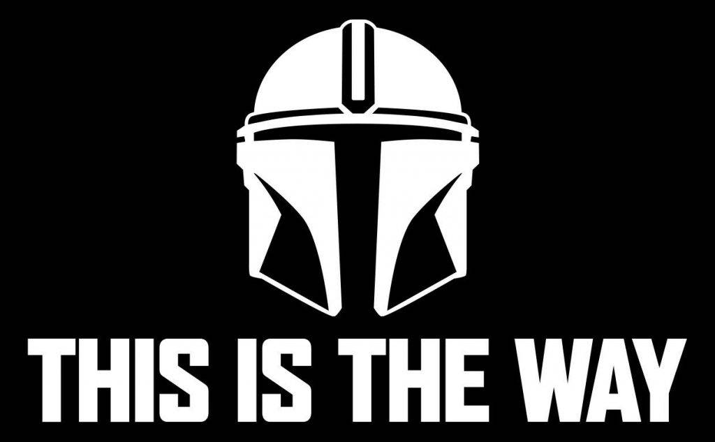 This Is The Way, white Mandalorian helmet, stark black background, SD Desktop Wallpaper