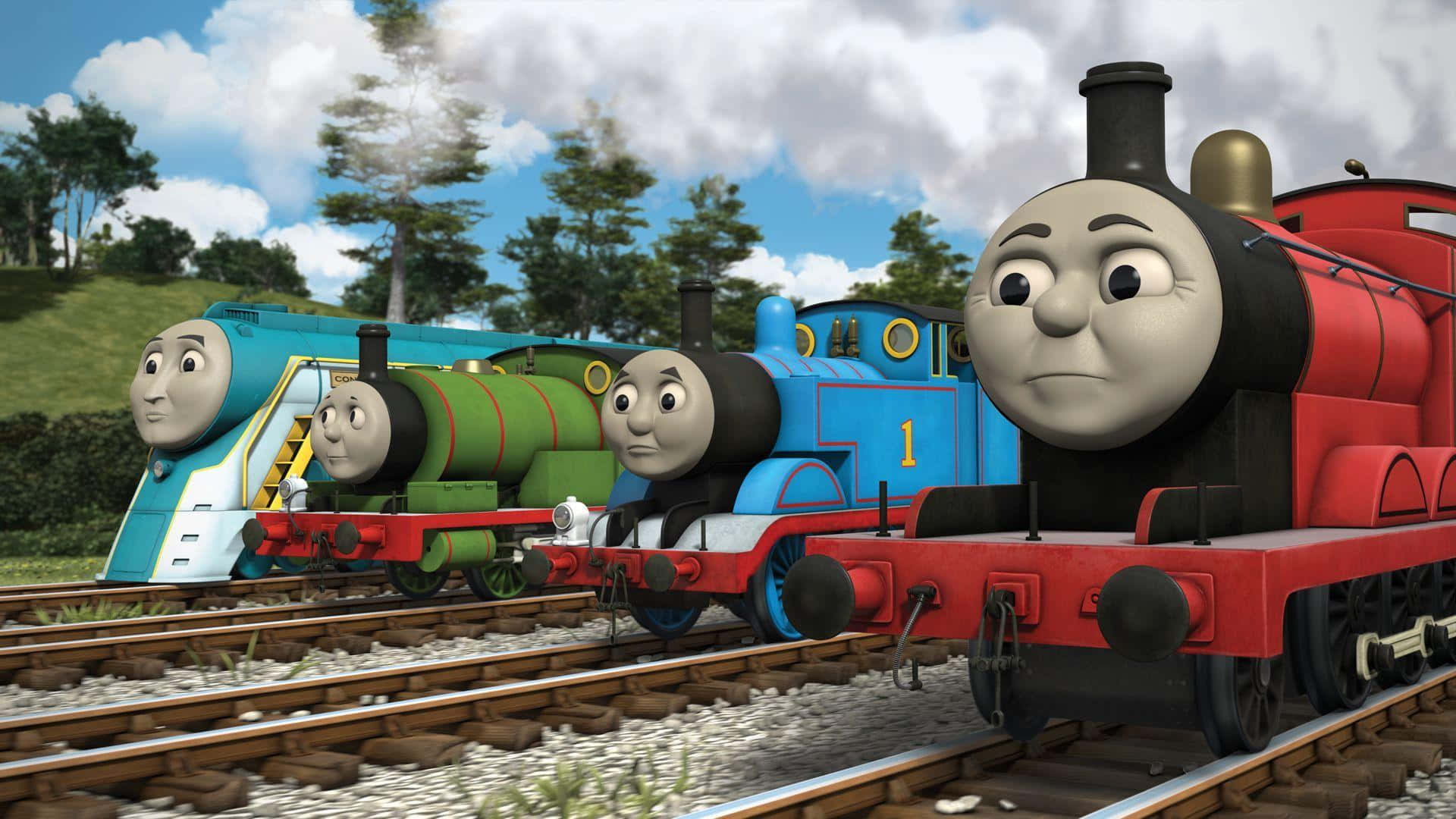 Thomas And Friends, steam engines, railway tracks, Full HD Desktop Wallpaper