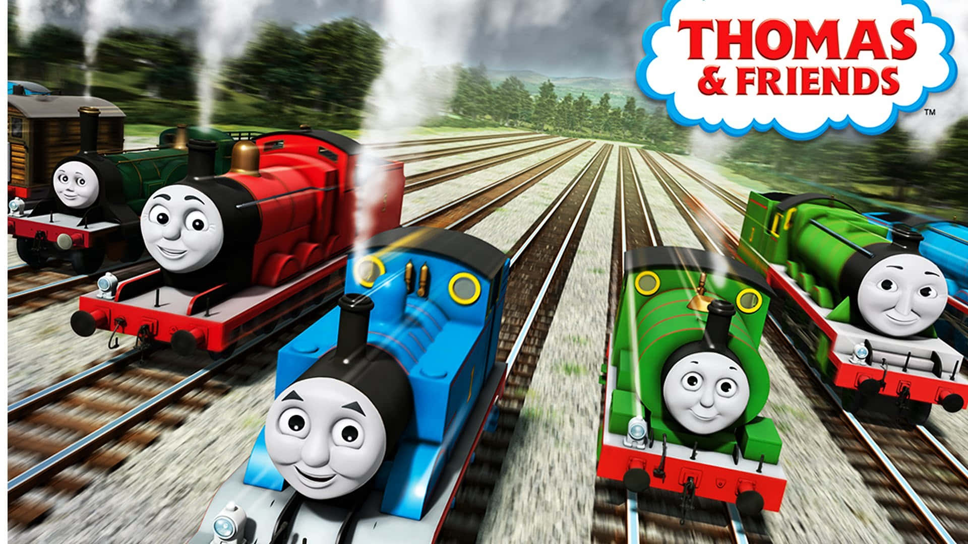 Thomas And Friends, steam, cartoon trains, Full HD Desktop Wallpaper