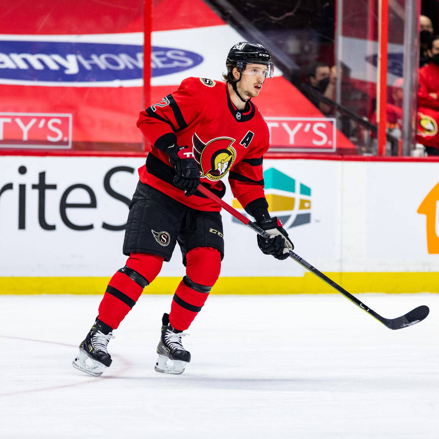 Thomas Chabot, red and black uniform, ice, HD Desktop Wallpaper