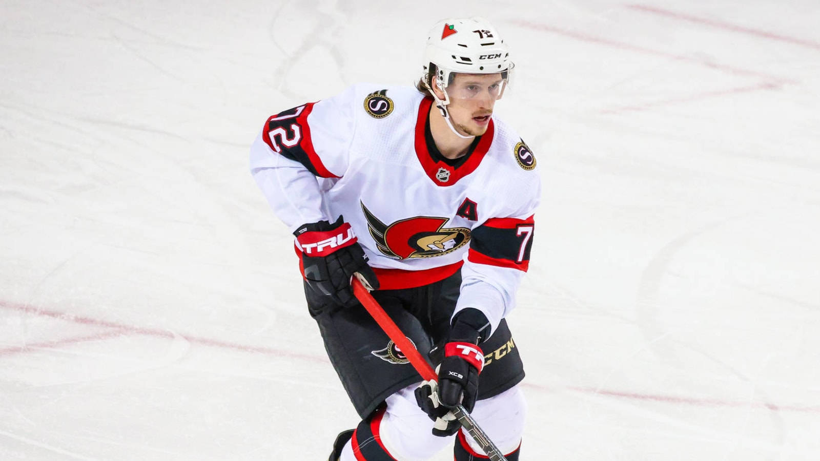 Thomas Chabot, ice rink, white red and black uniform, HD Desktop Wallpaper