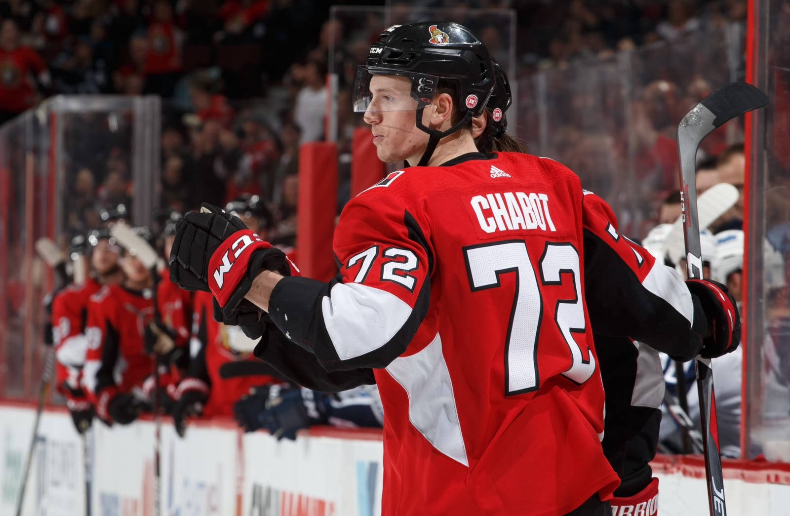 Thomas Chabot, red jersey, number 72, HD Desktop Wallpaper