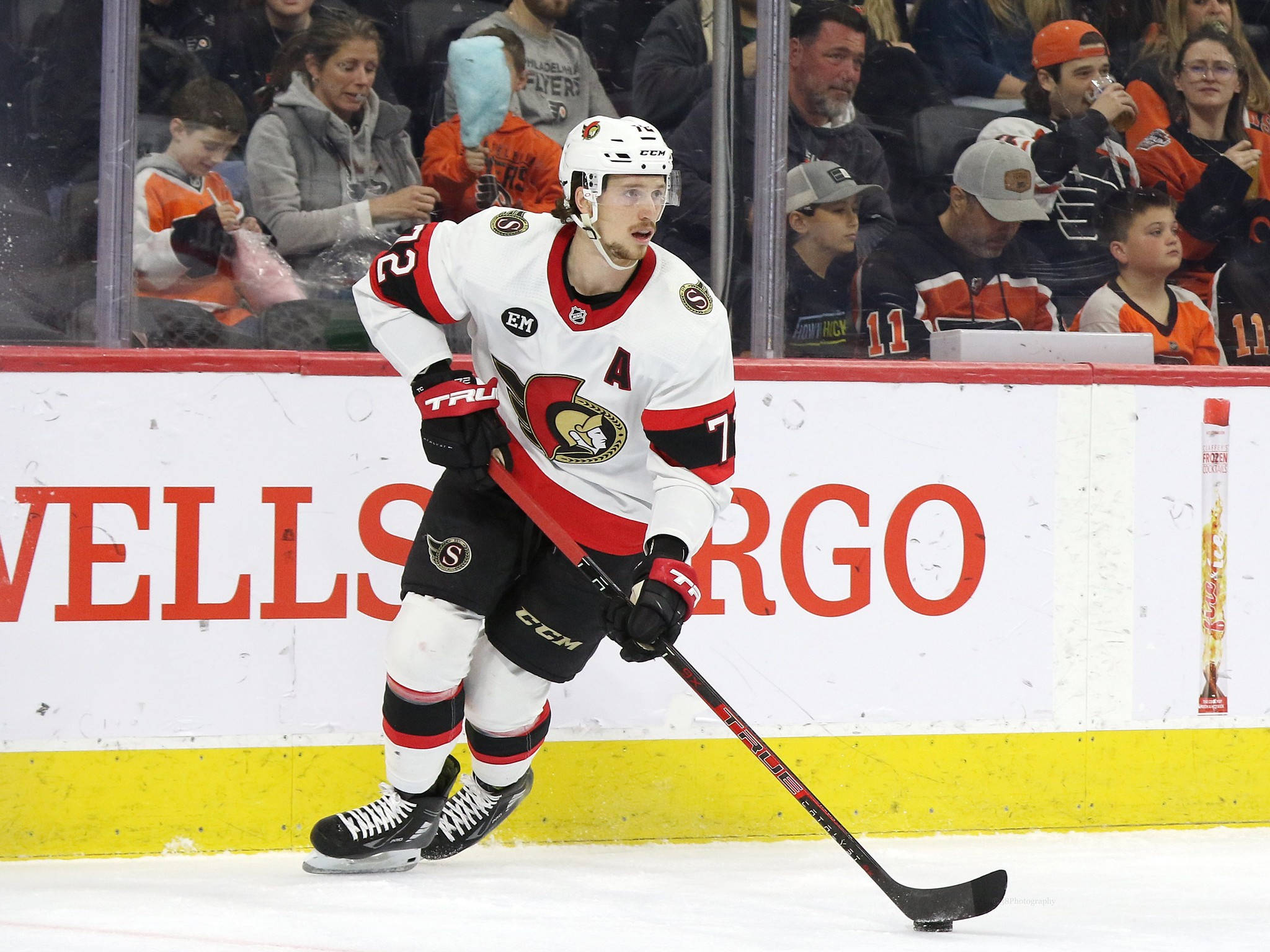 Thomas Chabot, white and red uniform, ice rink, Full HD Desktop Wallpaper