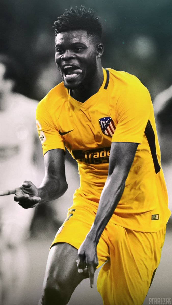 Thomas Partey, yellow uniform, monochrome filter, SD Phone Wallpaper