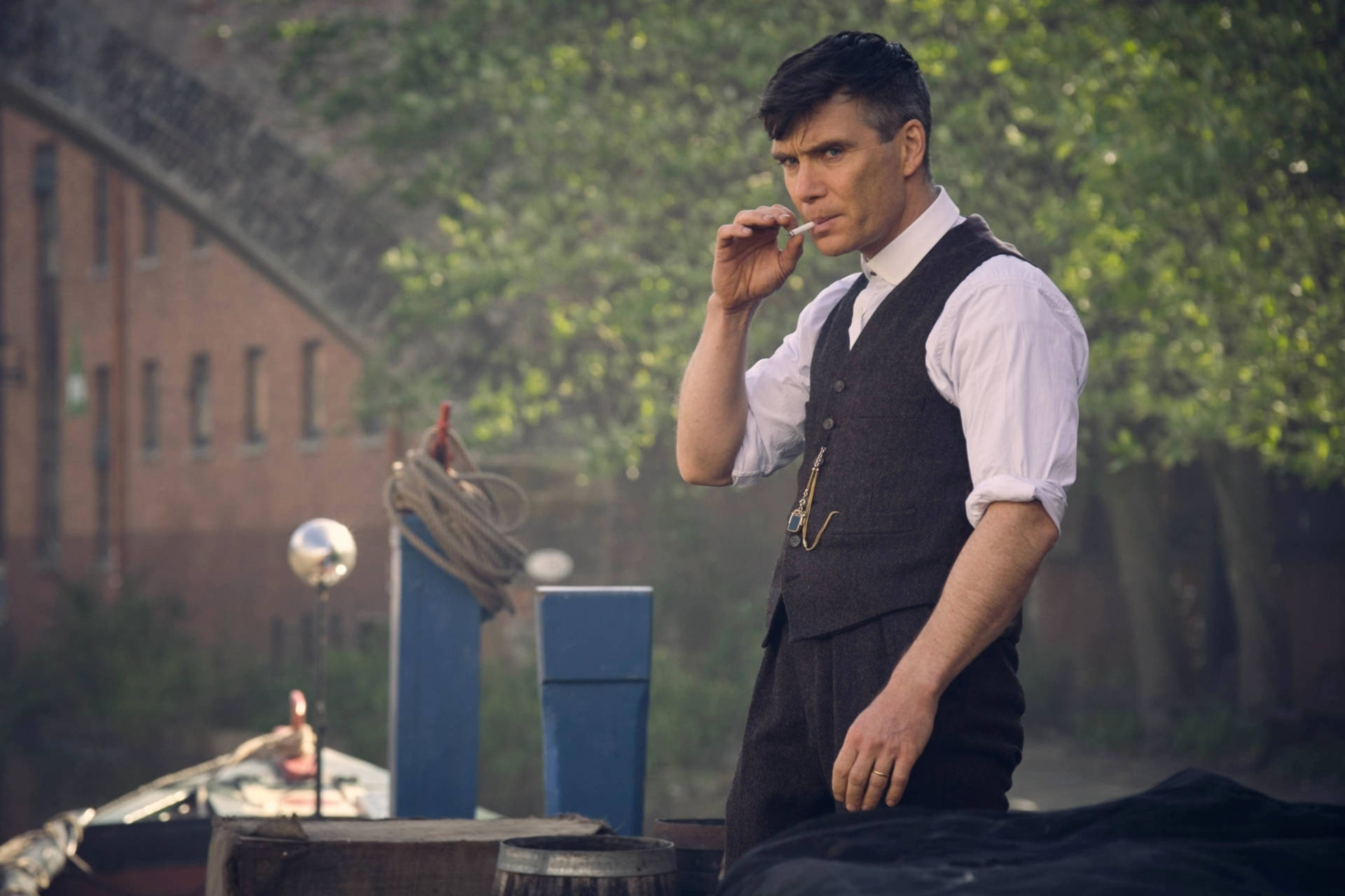 Thomas Shelby, vest, cigarette, Full HD Desktop Wallpaper