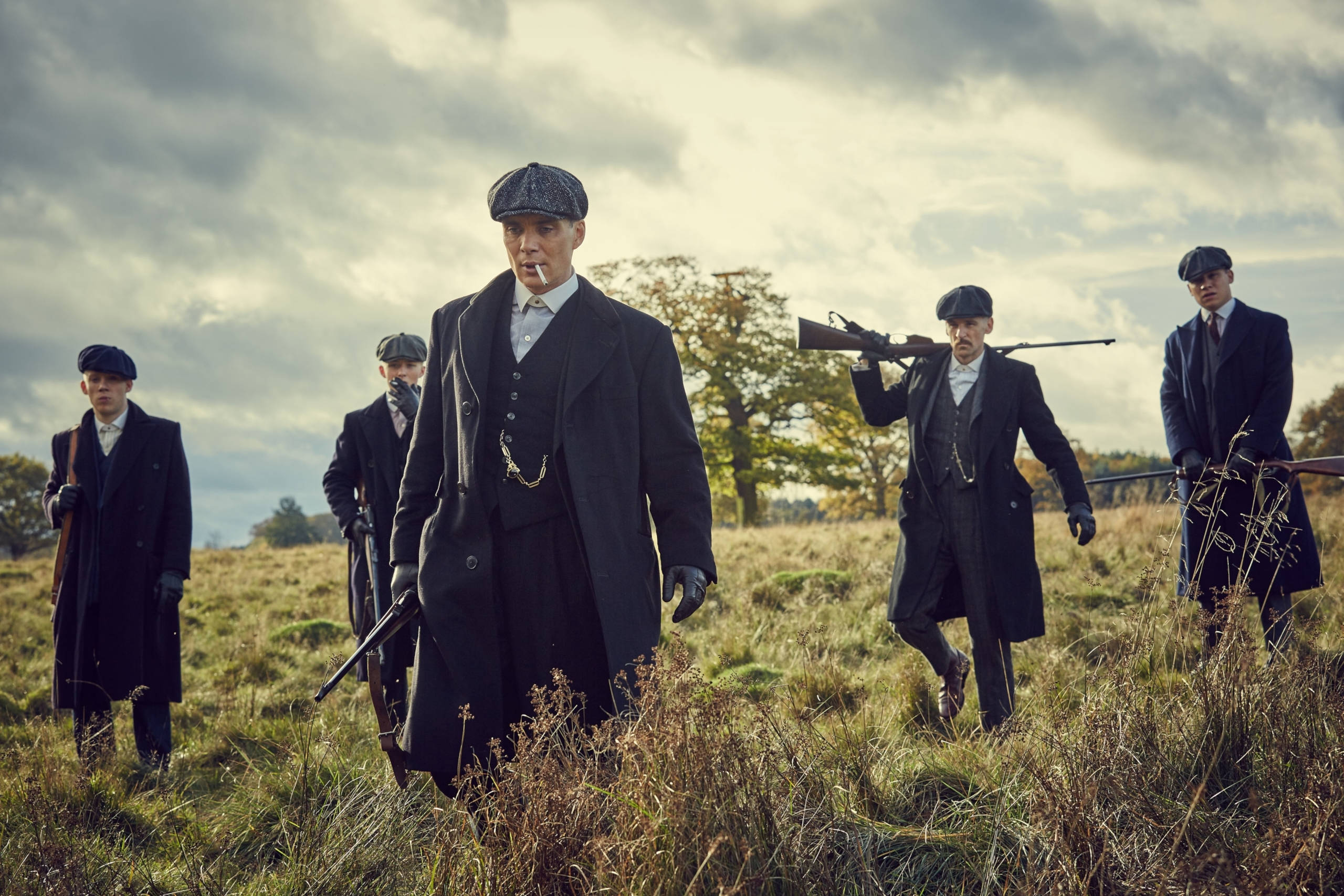 Thomas Shelby, flat caps, overcoats, 2K Desktop Wallpaper
