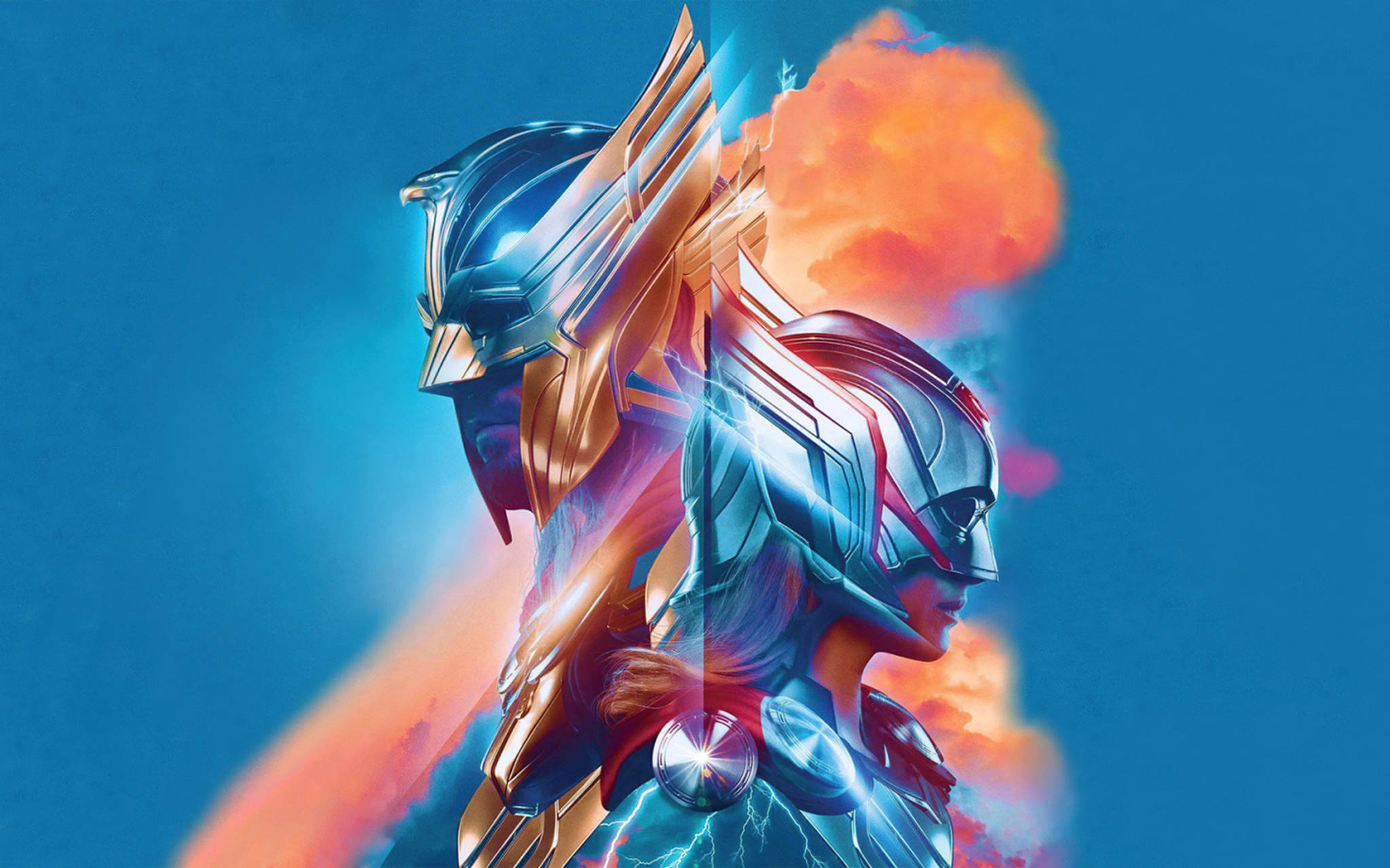 Thor Love And Thunder, battle armor, fiery energy, Full HD Desktop Wallpaper