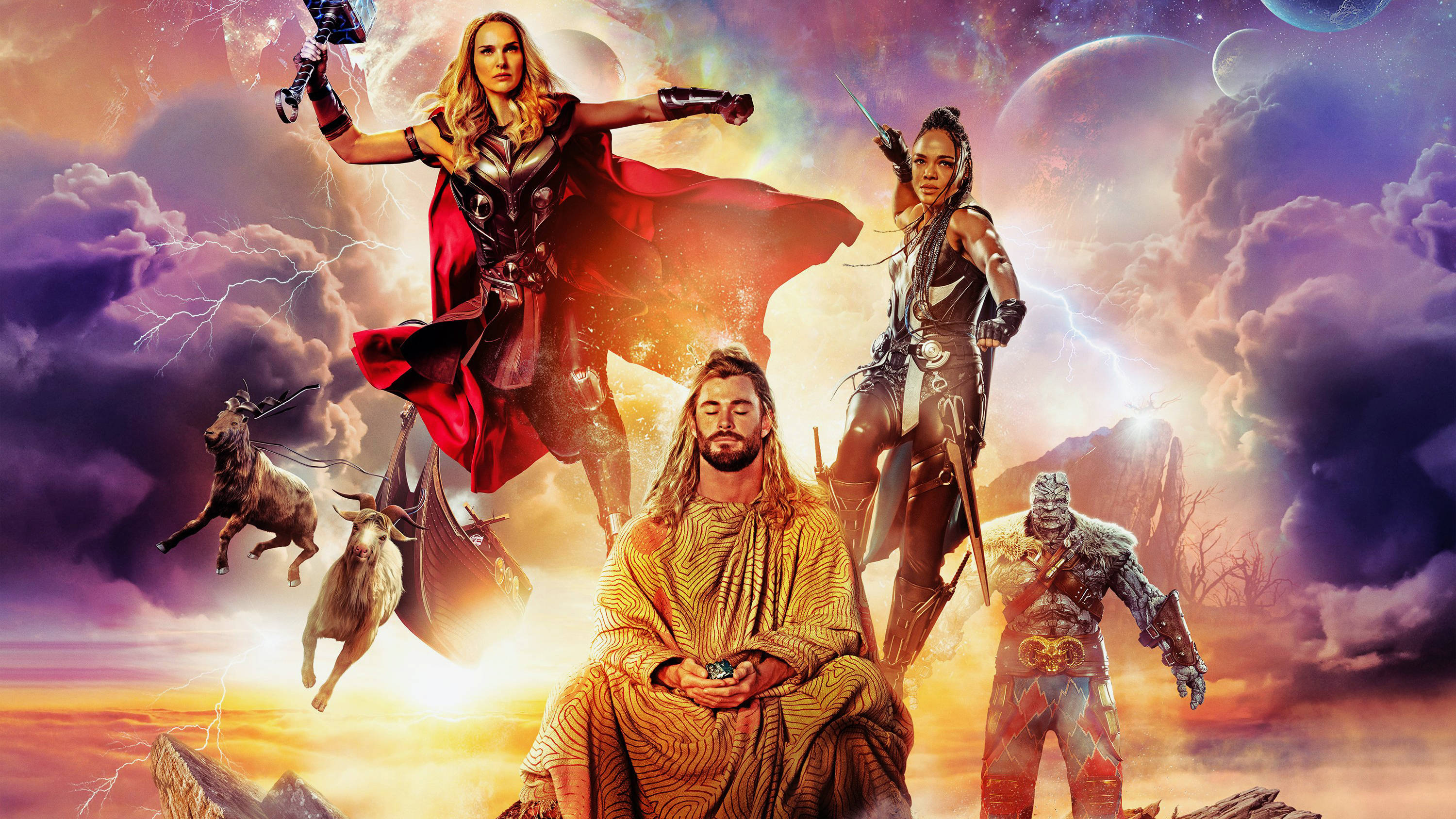 Thor Love And Thunder, Thor, cosmic stormy sky, 2K Desktop Wallpaper