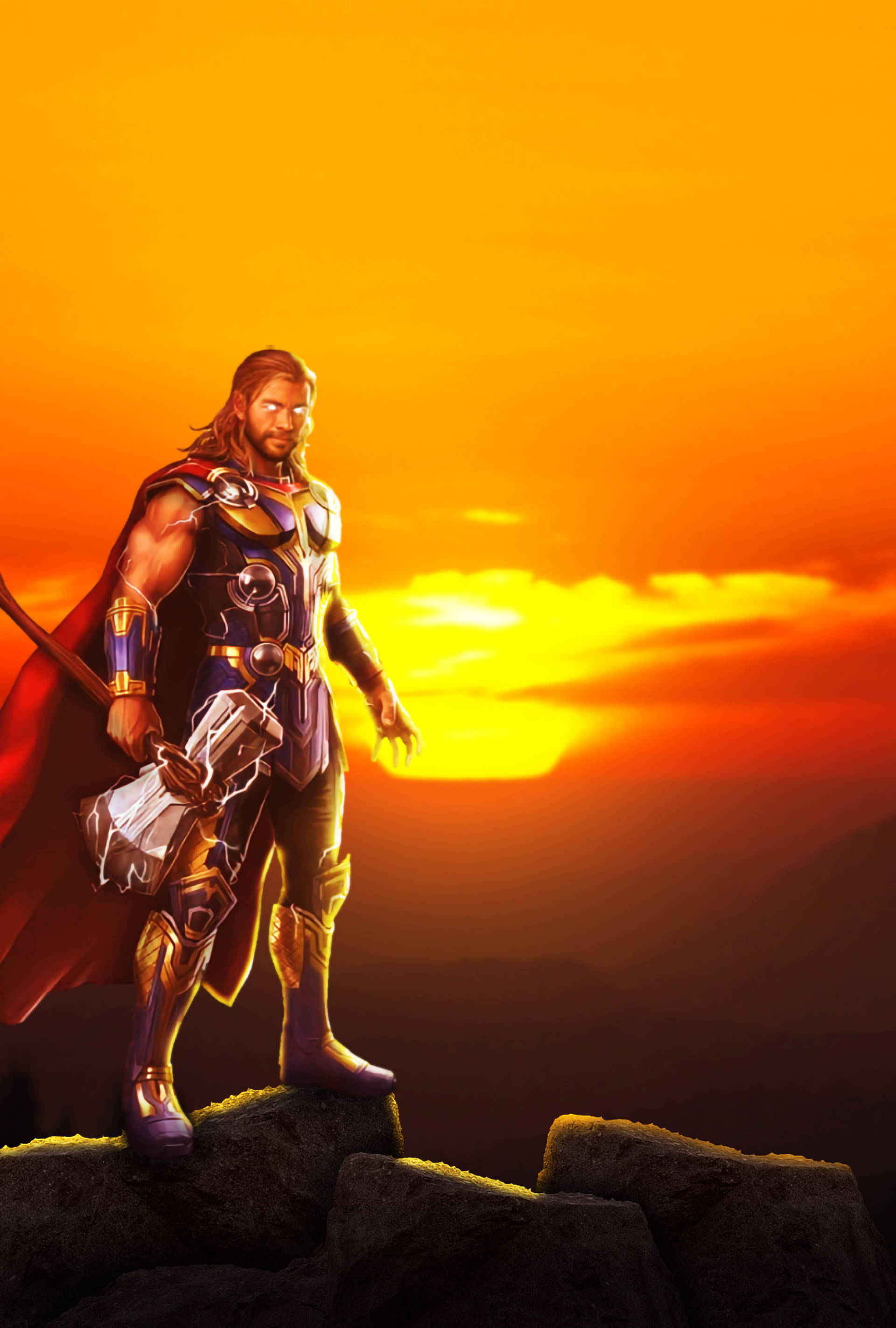 Thor, Love and Thunder, sunset, 2K Phone Wallpaper