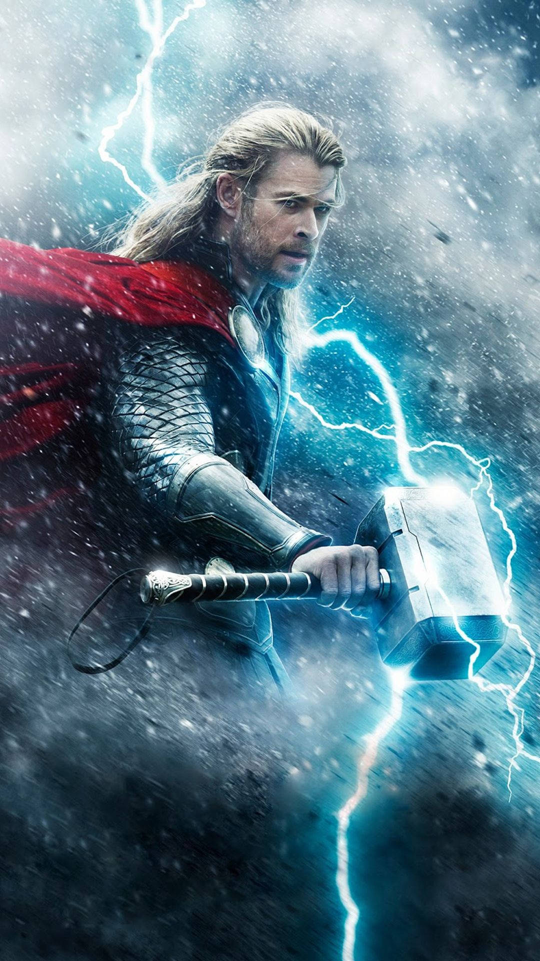 Thor, glowing hammer, crackling lightning, Full HD Phone Wallpaper