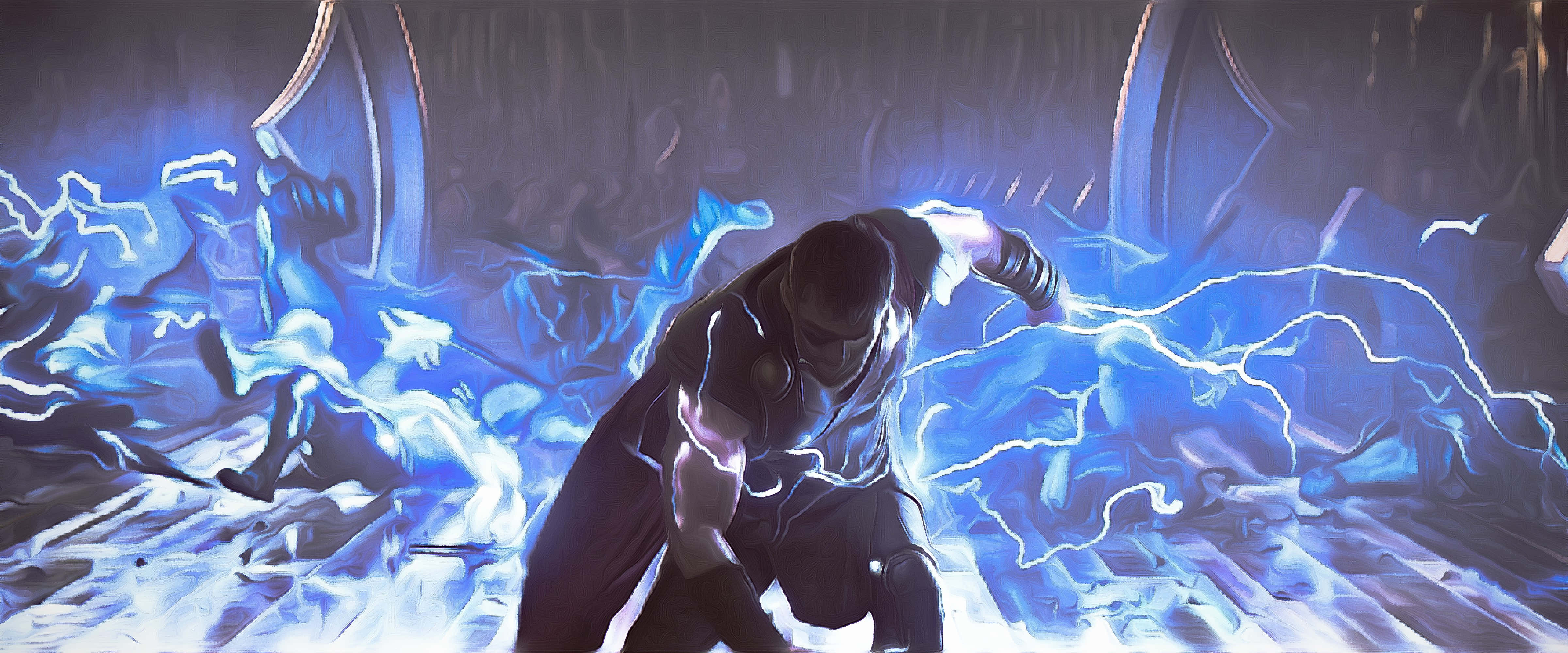 Thor Ragnarok 8K, blue lightning, shattered stone, 4K Desktop Wallpaper