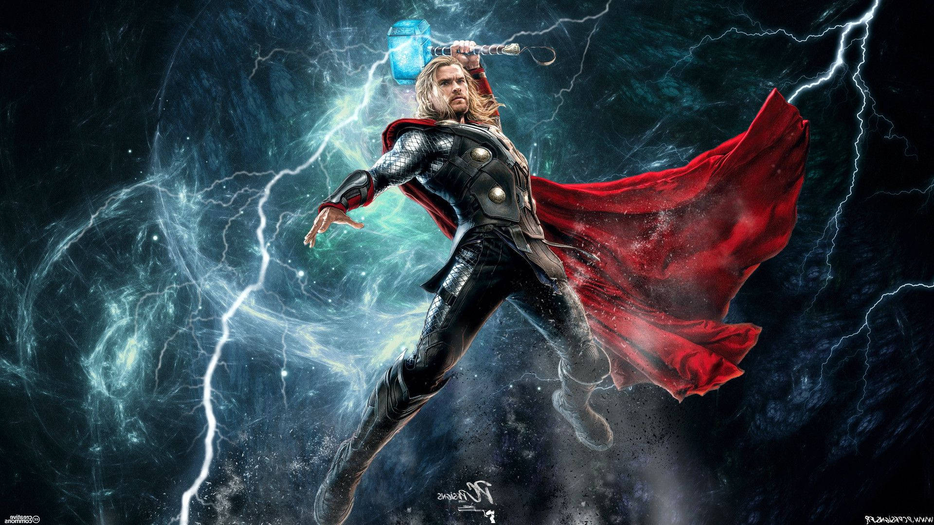 Thor, hammer, lightning, Full HD Desktop Wallpaper