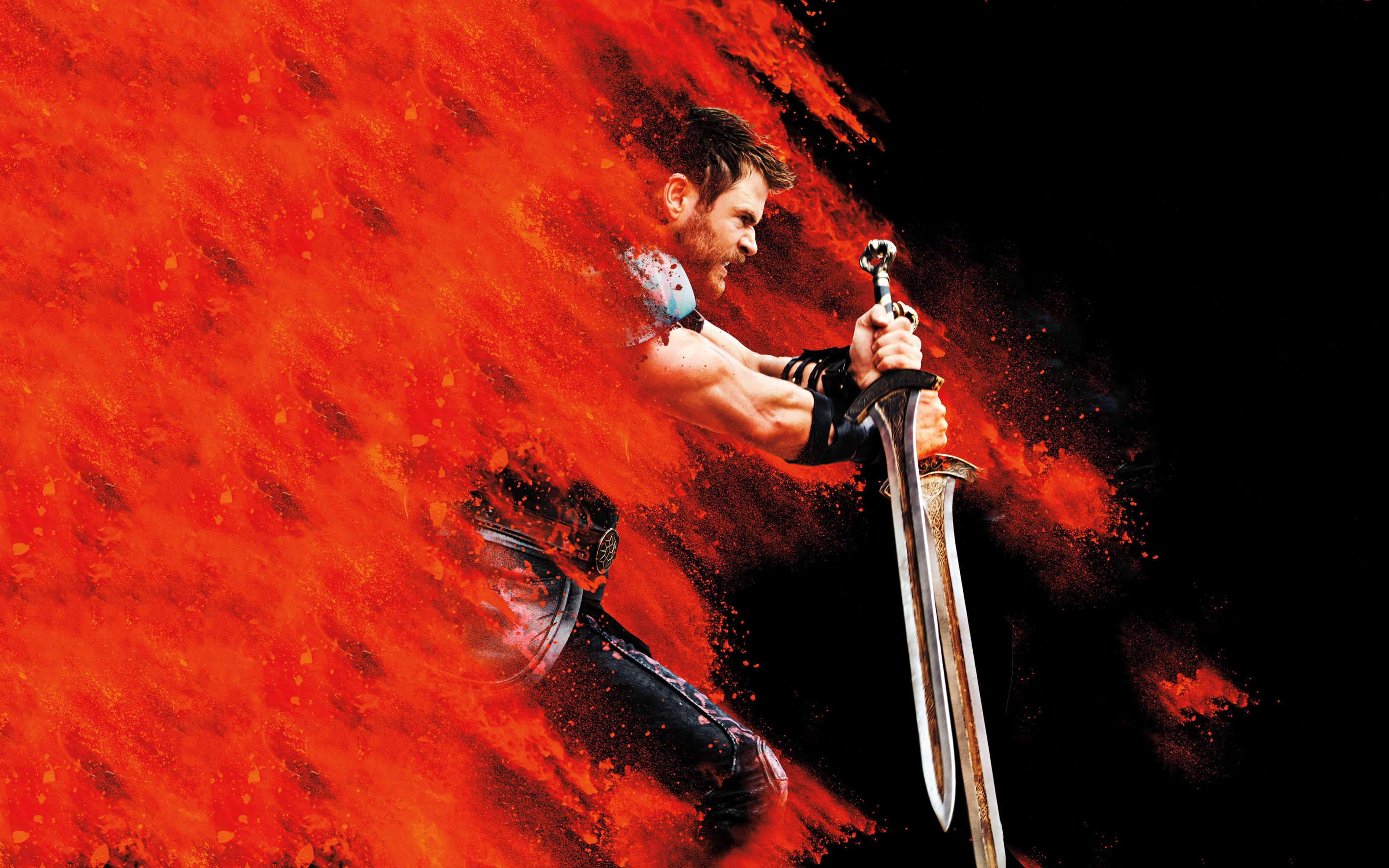 Thor, red, orange, 4K Desktop Wallpaper